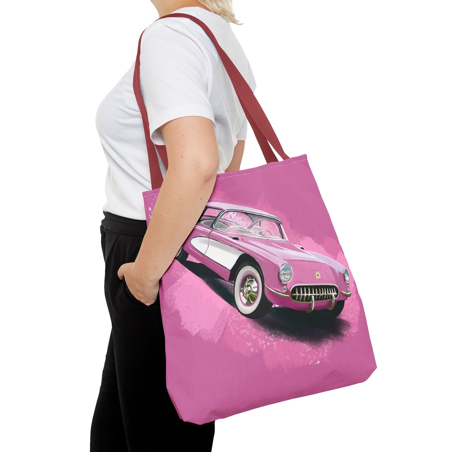 57 pink Corvette Tote Bag shopping Library Carry(AOP) brand new