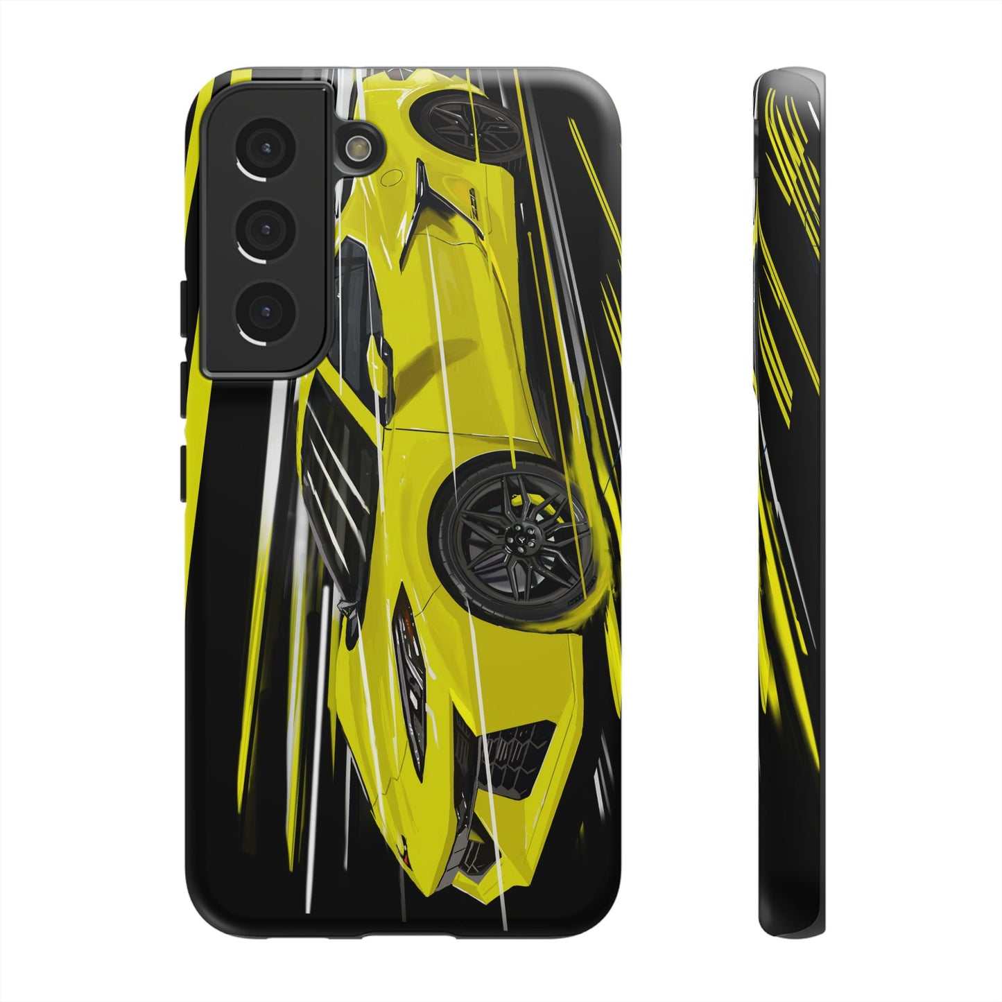 Yellow corvette c8 Case iPhone 16 15 14 13 12 Pro max Samsung Galaxy Pixel Slim