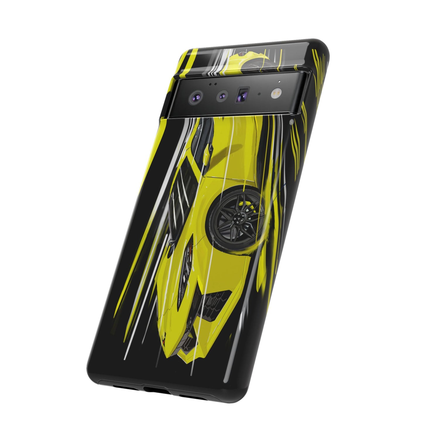 Yellow corvette c8 Case iPhone 16 15 14 13 12 Pro max Samsung Galaxy Pixel Slim