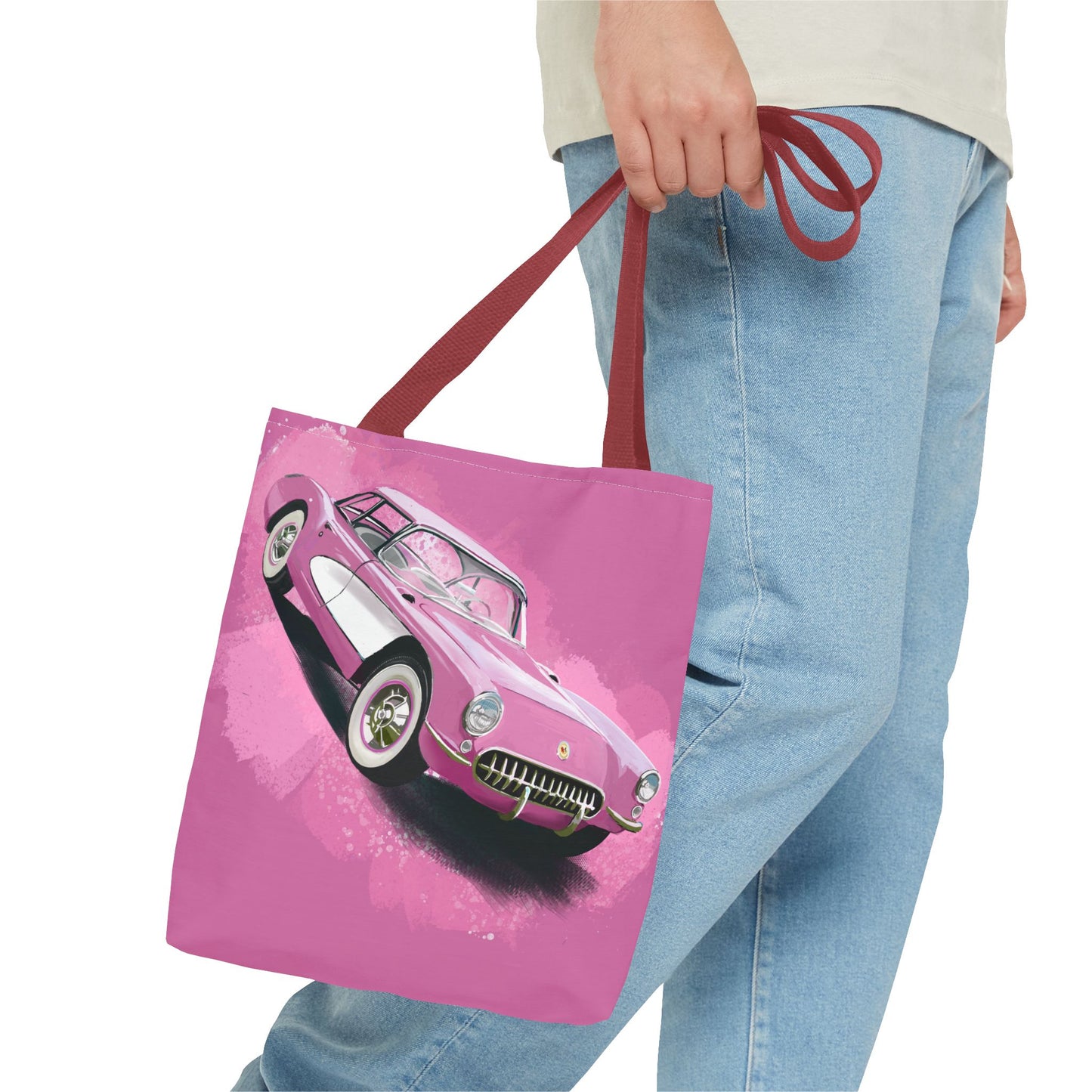 57 pink Corvette Tote Bag shopping Library Carry(AOP) brand new