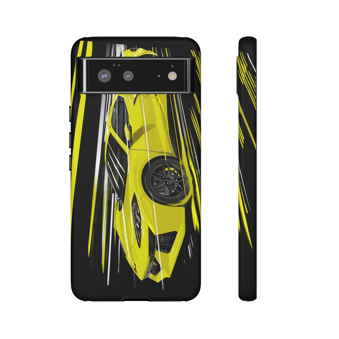 Yellow corvette c8 Case iPhone 16 15 14 13 12 Pro max Samsung Galaxy Pixel Slim