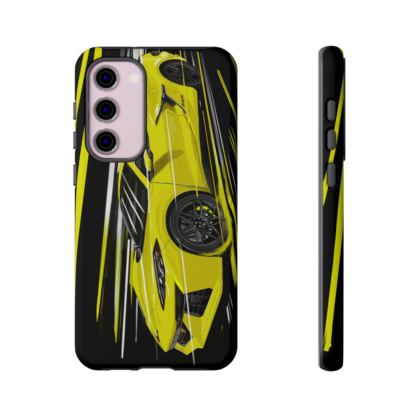 Yellow corvette c8 Case iPhone 16 15 14 13 12 Pro max Samsung Galaxy Pixel Slim