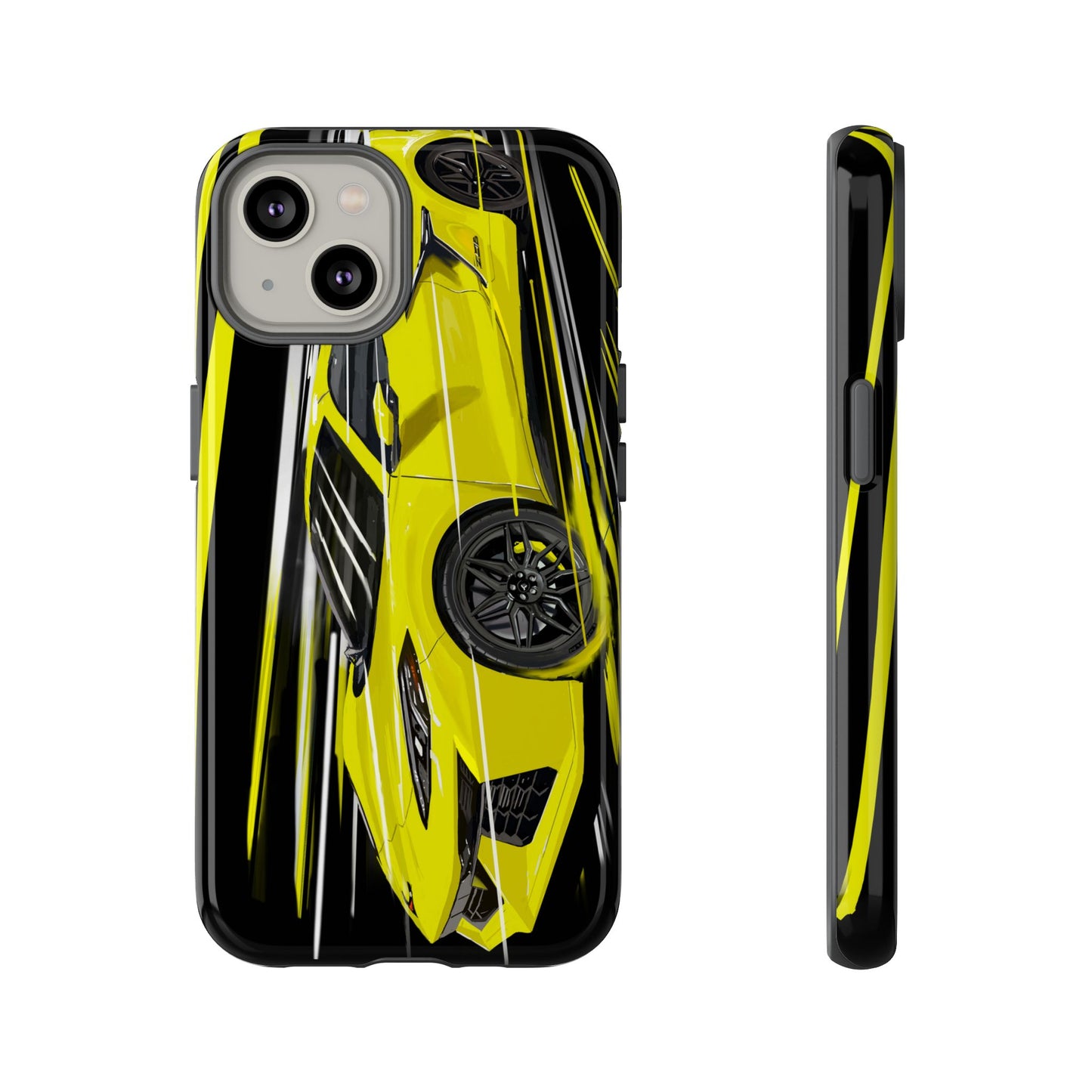 Yellow corvette c8 Case iPhone 16 15 14 13 12 Pro max Samsung Galaxy Pixel Slim