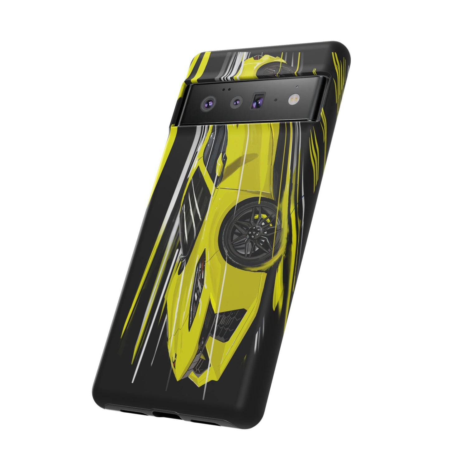 Yellow corvette c8 Case iPhone 16 15 14 13 12 Pro max Samsung Galaxy Pixel Slim