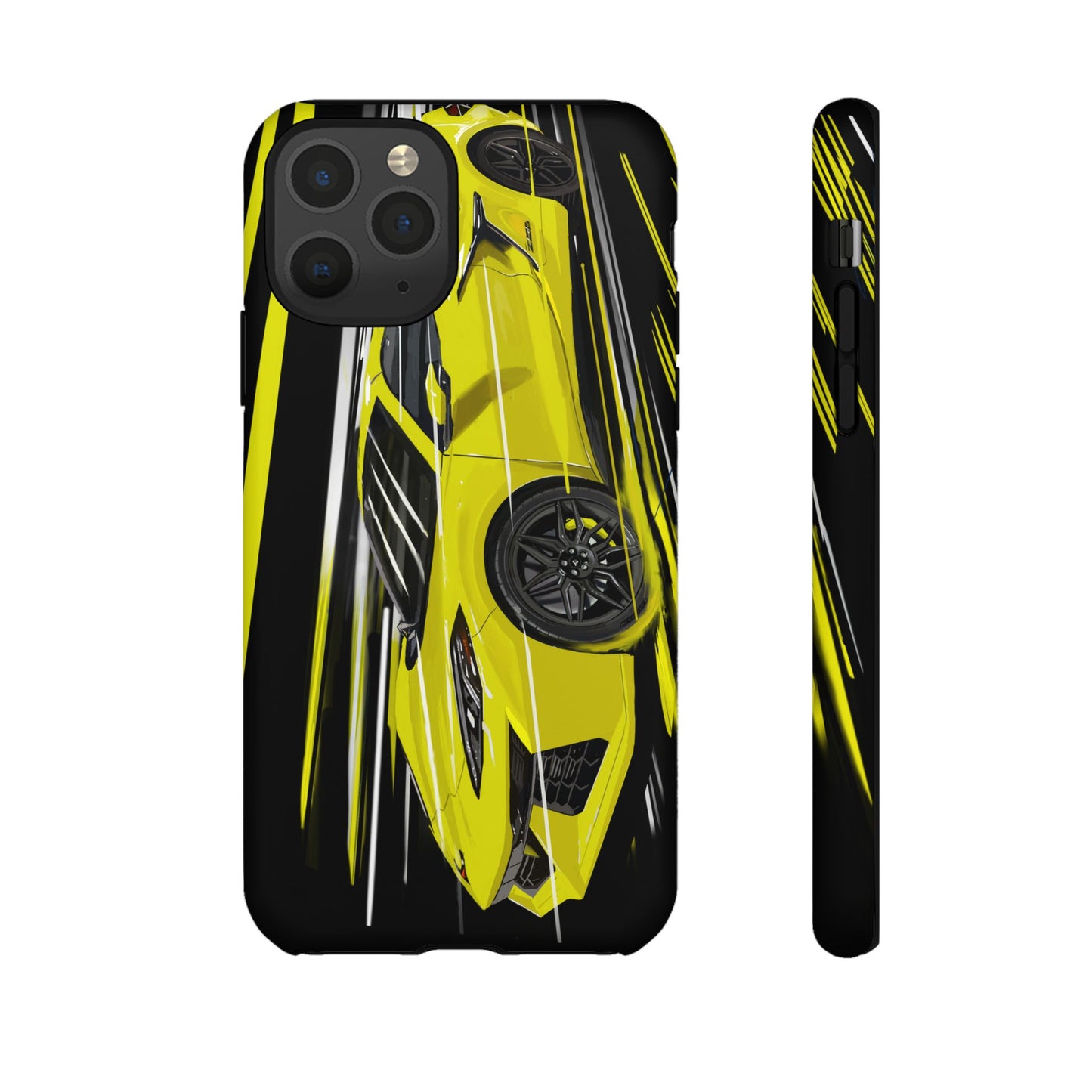 Yellow corvette c8 Case iPhone 16 15 14 13 12 Pro max Samsung Galaxy Pixel Slim