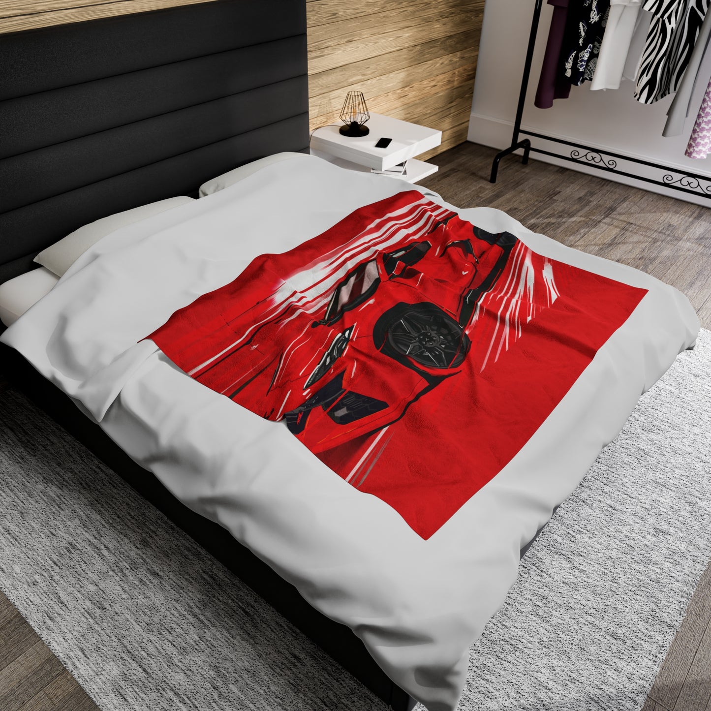 Red Chevy corvette Z06 Velveteen Plush Blanket