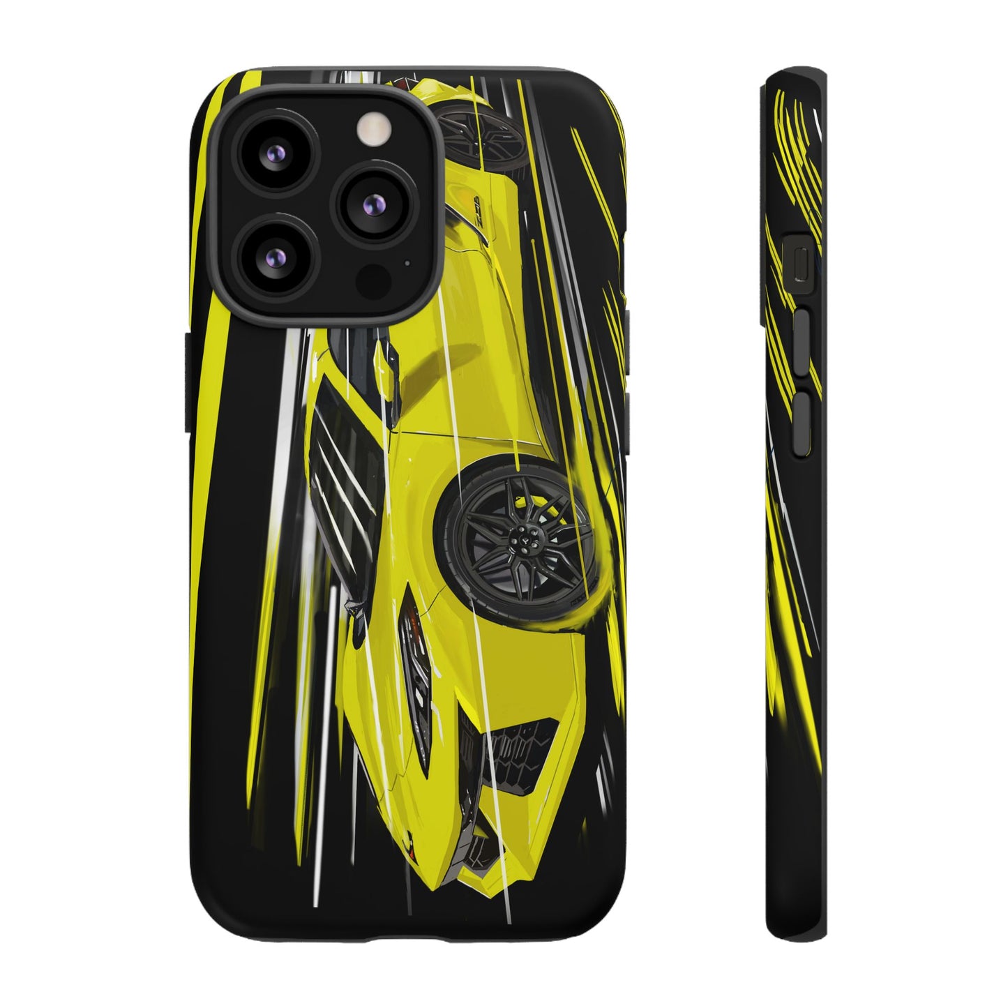 Yellow corvette c8 Case iPhone 16 15 14 13 12 Pro max Samsung Galaxy Pixel Slim