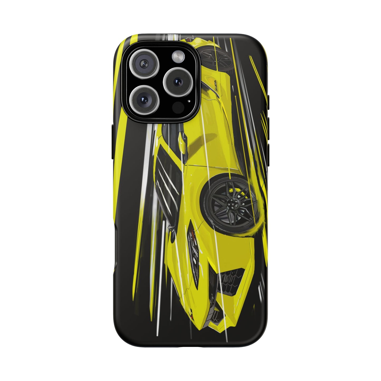 Yellow corvette c8 Case iPhone 16 15 14 13 12 Pro max Samsung Galaxy Pixel Slim