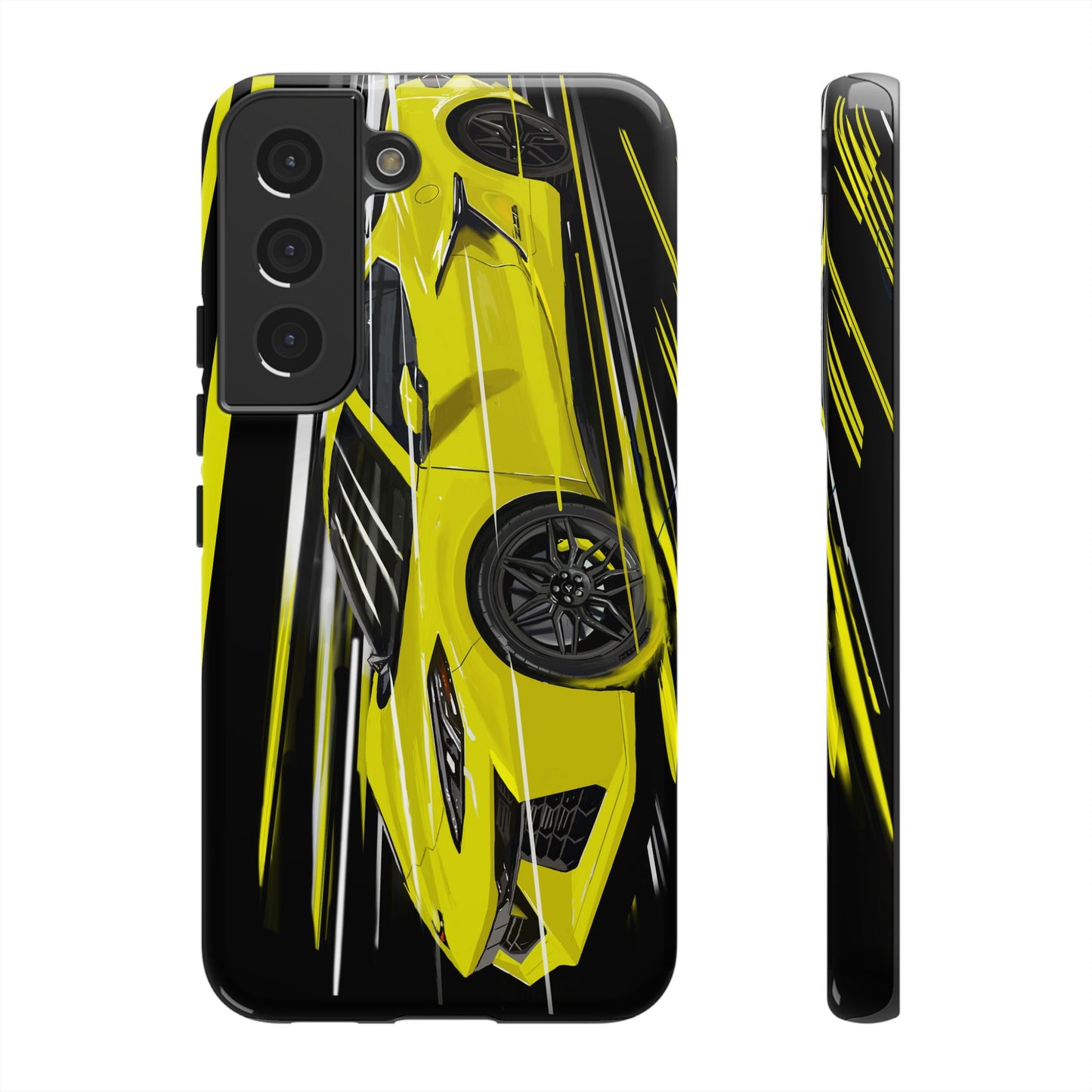 Yellow corvette c8 Case iPhone 16 15 14 13 12 Pro max Samsung Galaxy Pixel Slim