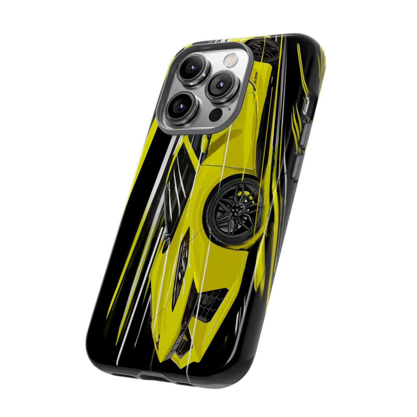 Yellow corvette c8 Case iPhone 16 15 14 13 12 Pro max Samsung Galaxy Pixel Slim