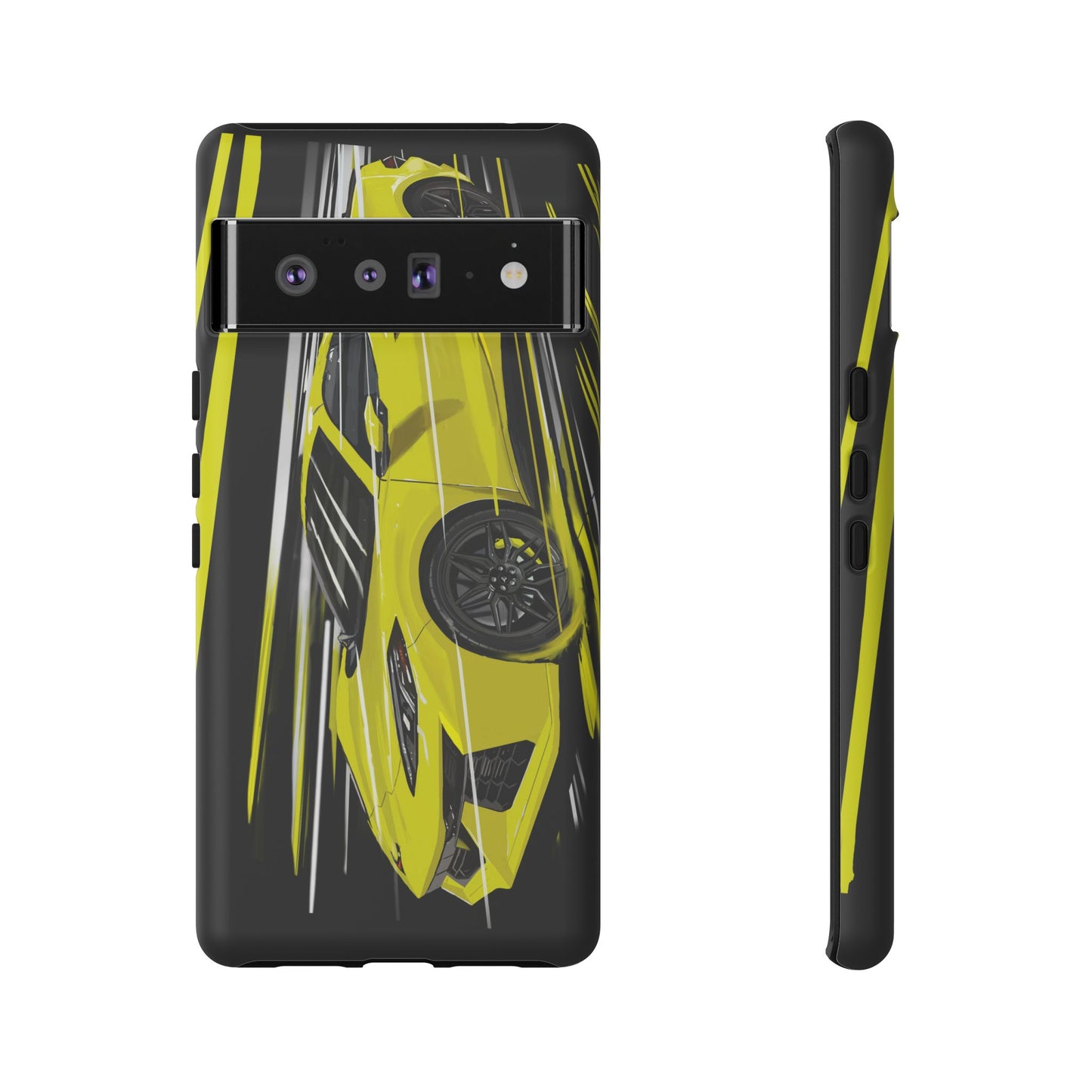 Yellow corvette c8 Case iPhone 16 15 14 13 12 Pro max Samsung Galaxy Pixel Slim