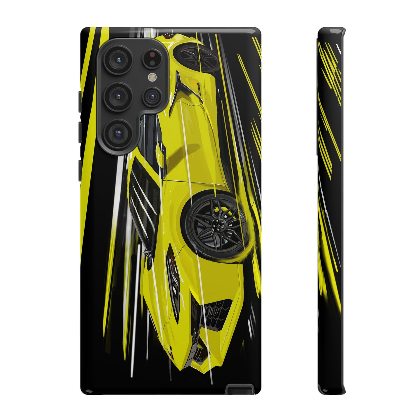 Yellow corvette c8 Case iPhone 16 15 14 13 12 Pro max Samsung Galaxy Pixel Slim