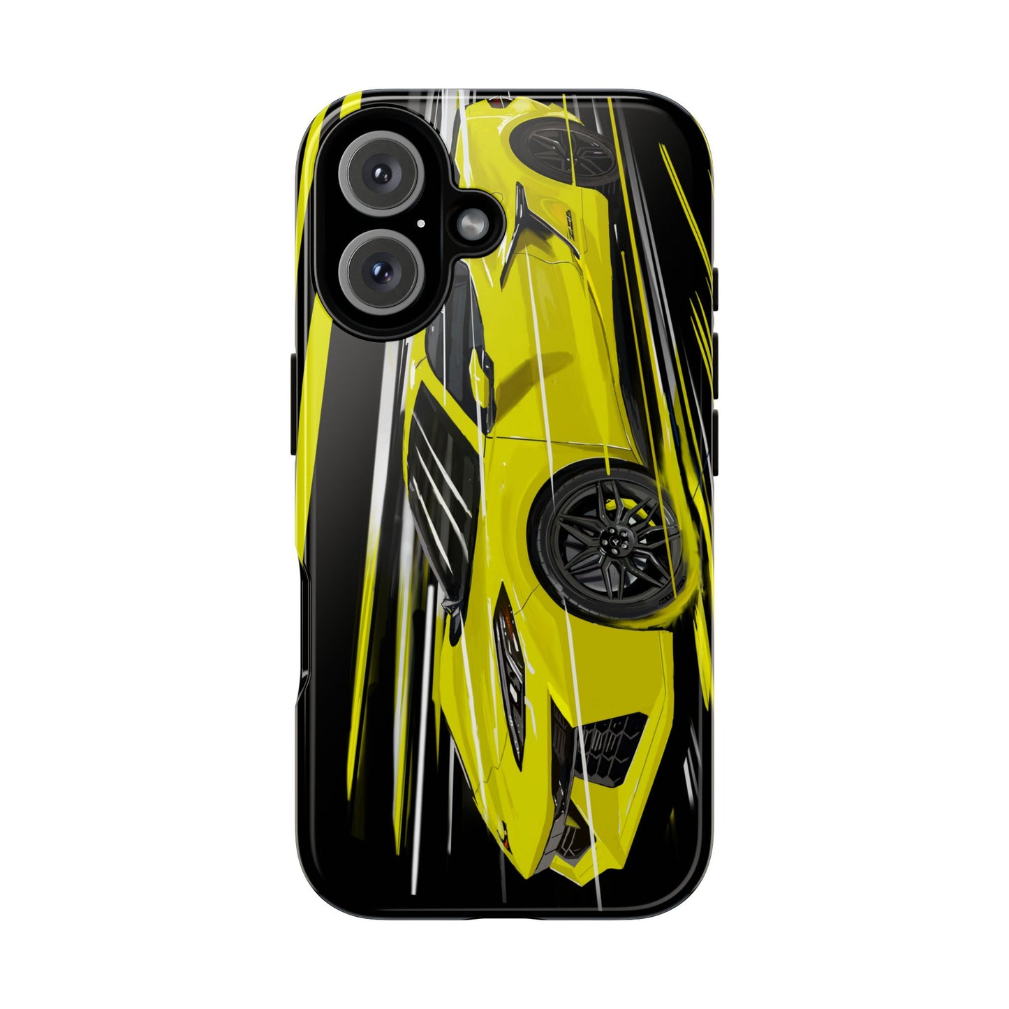 Yellow corvette c8 Case iPhone 16 15 14 13 12 Pro max Samsung Galaxy Pixel Slim