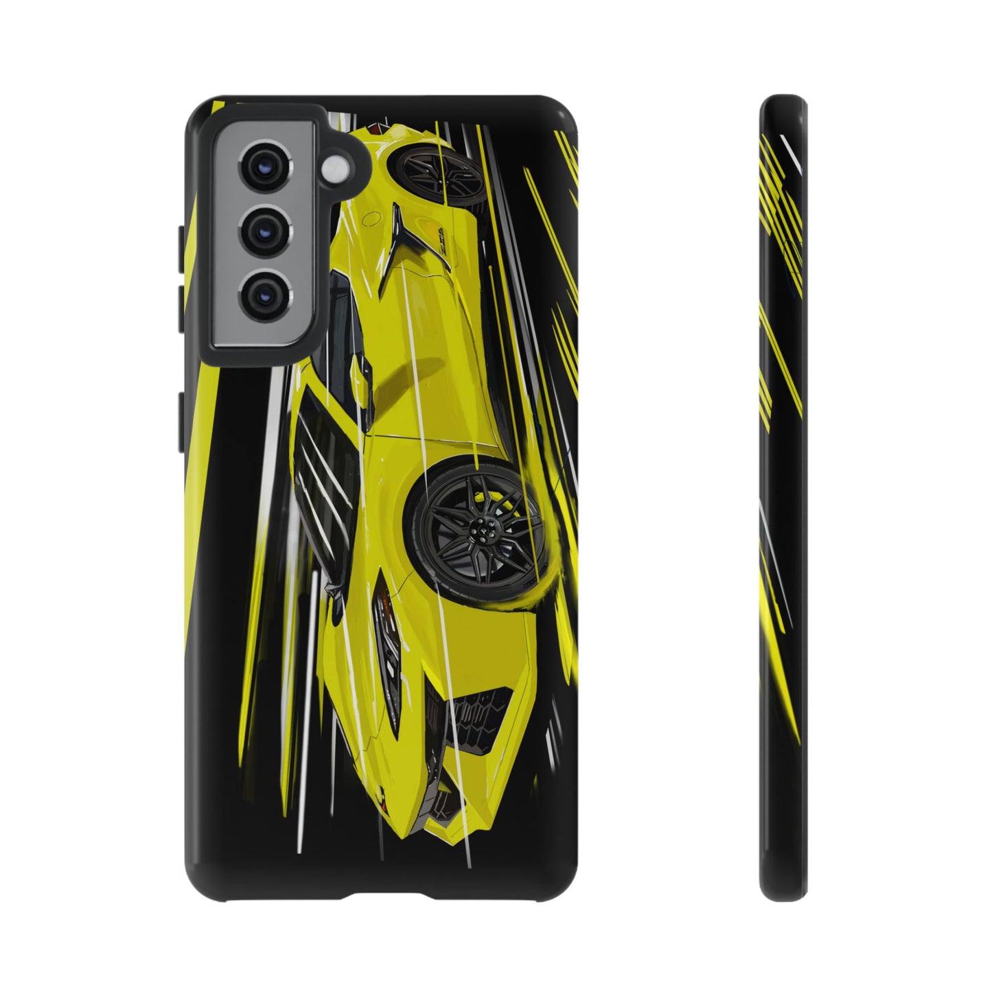 Yellow corvette c8 Case iPhone 16 15 14 13 12 Pro max Samsung Galaxy Pixel Slim