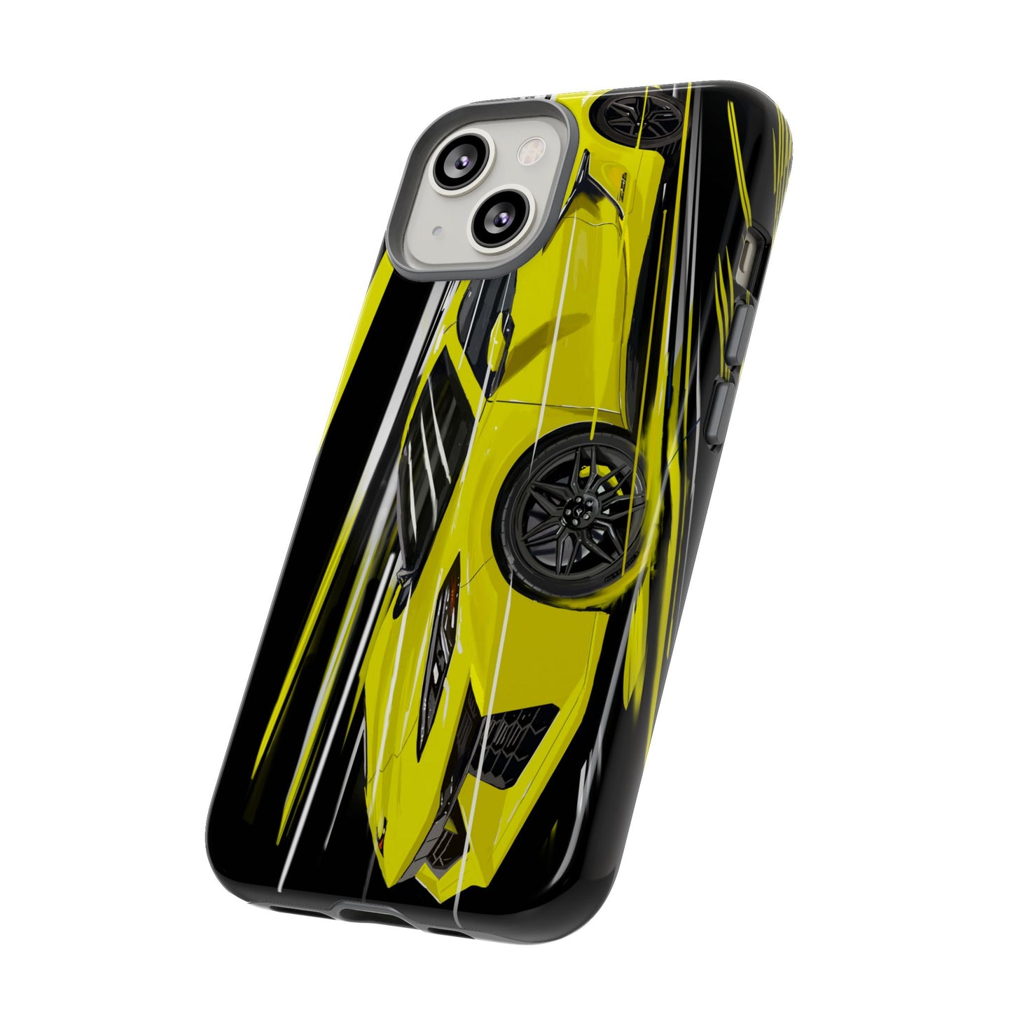 Yellow corvette c8 Case iPhone 16 15 14 13 12 Pro max Samsung Galaxy Pixel Slim