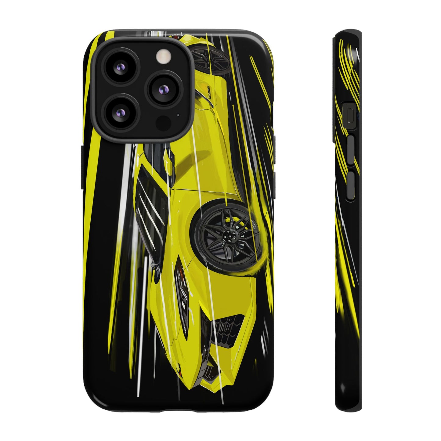 Yellow corvette c8 Case iPhone 16 15 14 13 12 Pro max Samsung Galaxy Pixel Slim