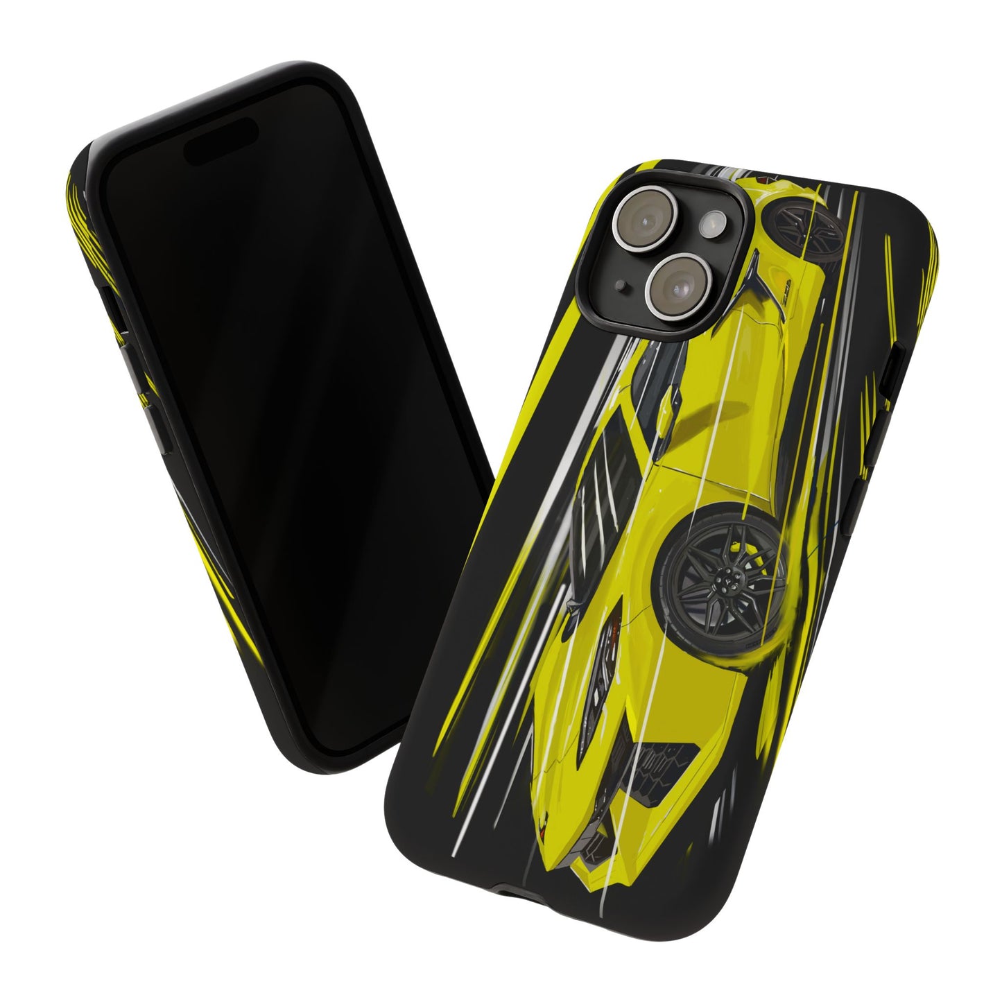 Yellow corvette c8 Case iPhone 16 15 14 13 12 Pro max Samsung Galaxy Pixel Slim