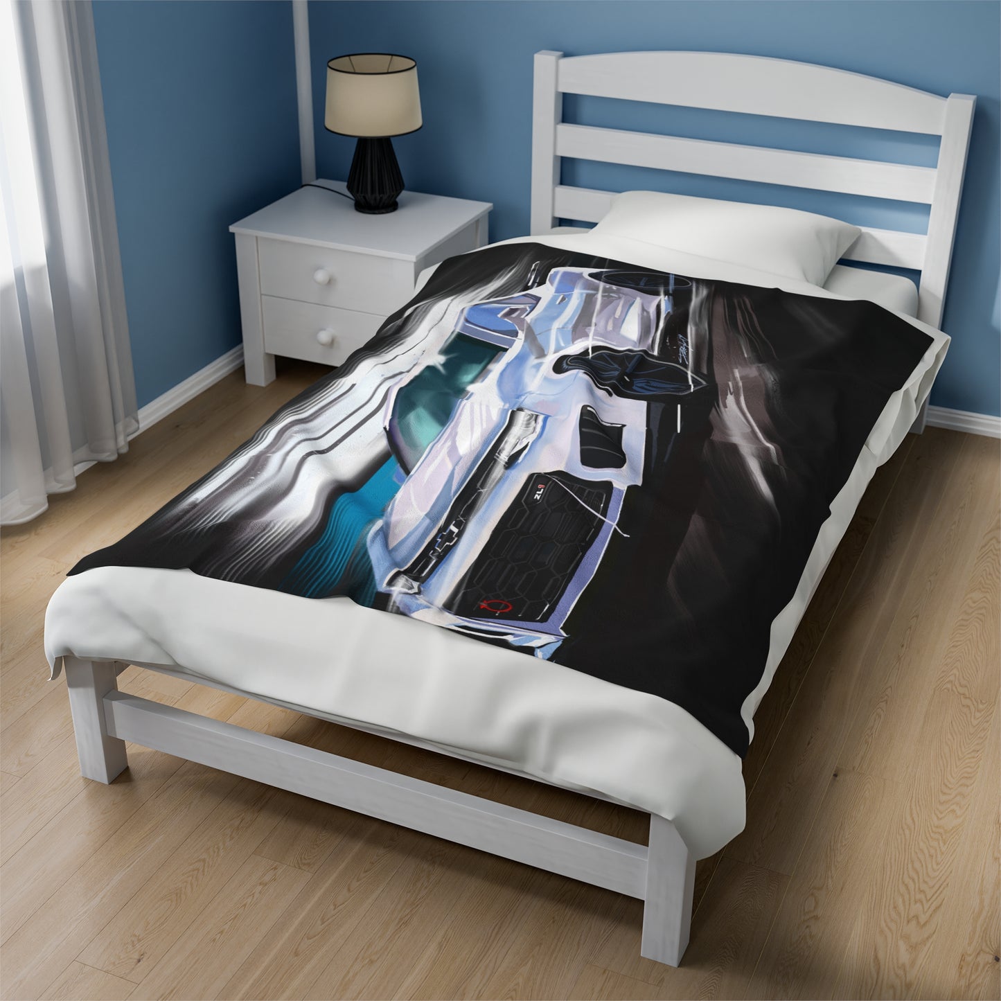 White Camaro Zl1 Velveteen Plush Blanket