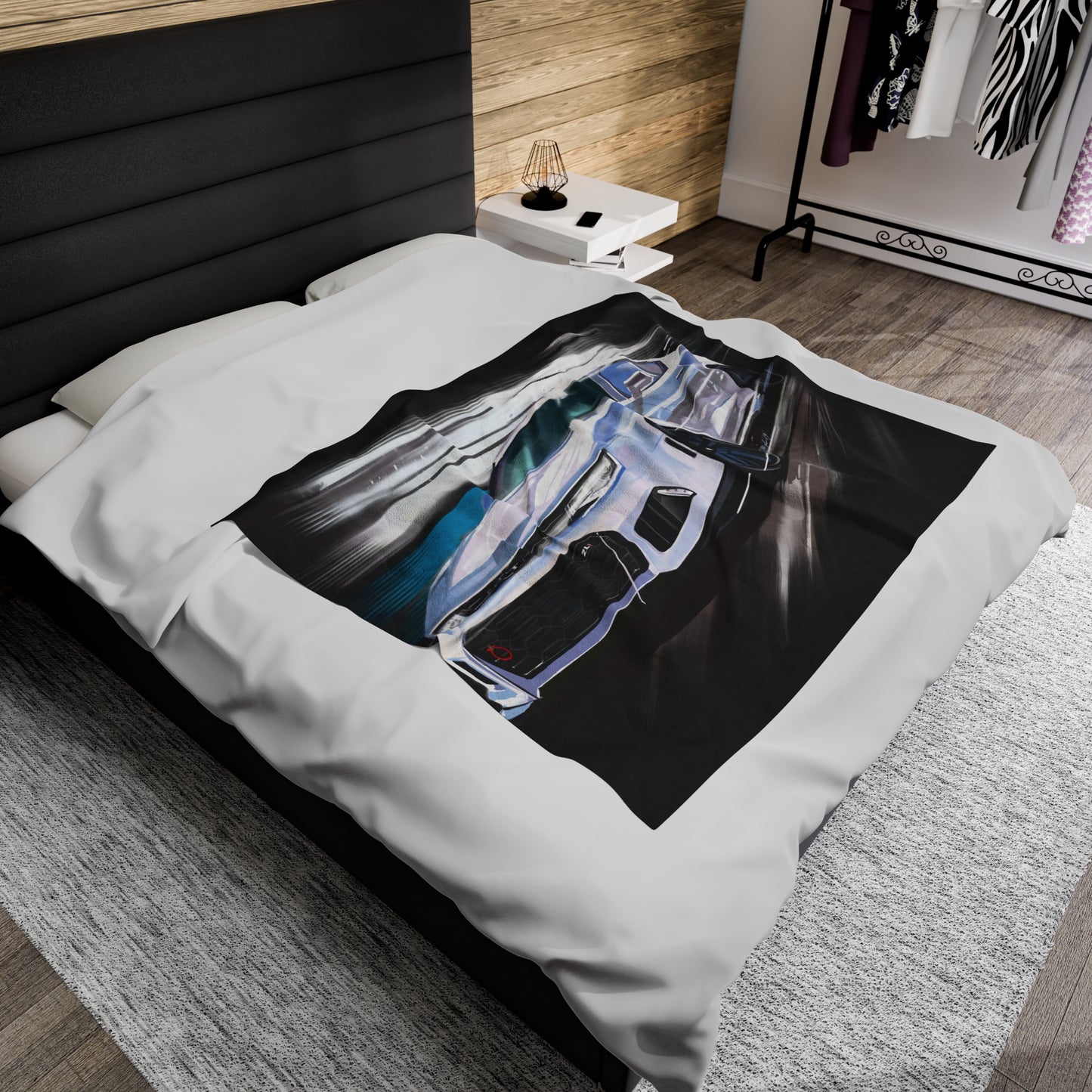 White Camaro Zl1 Velveteen Plush Blanket