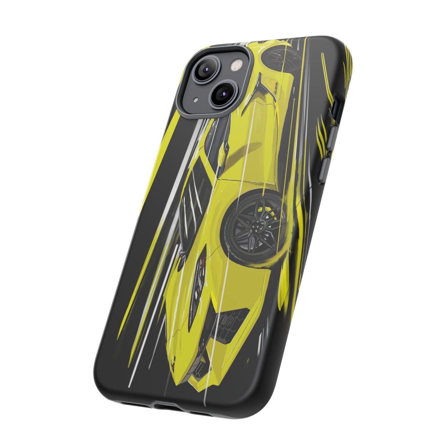 Yellow corvette c8 Case iPhone 16 15 14 13 12 Pro max Samsung Galaxy Pixel Slim