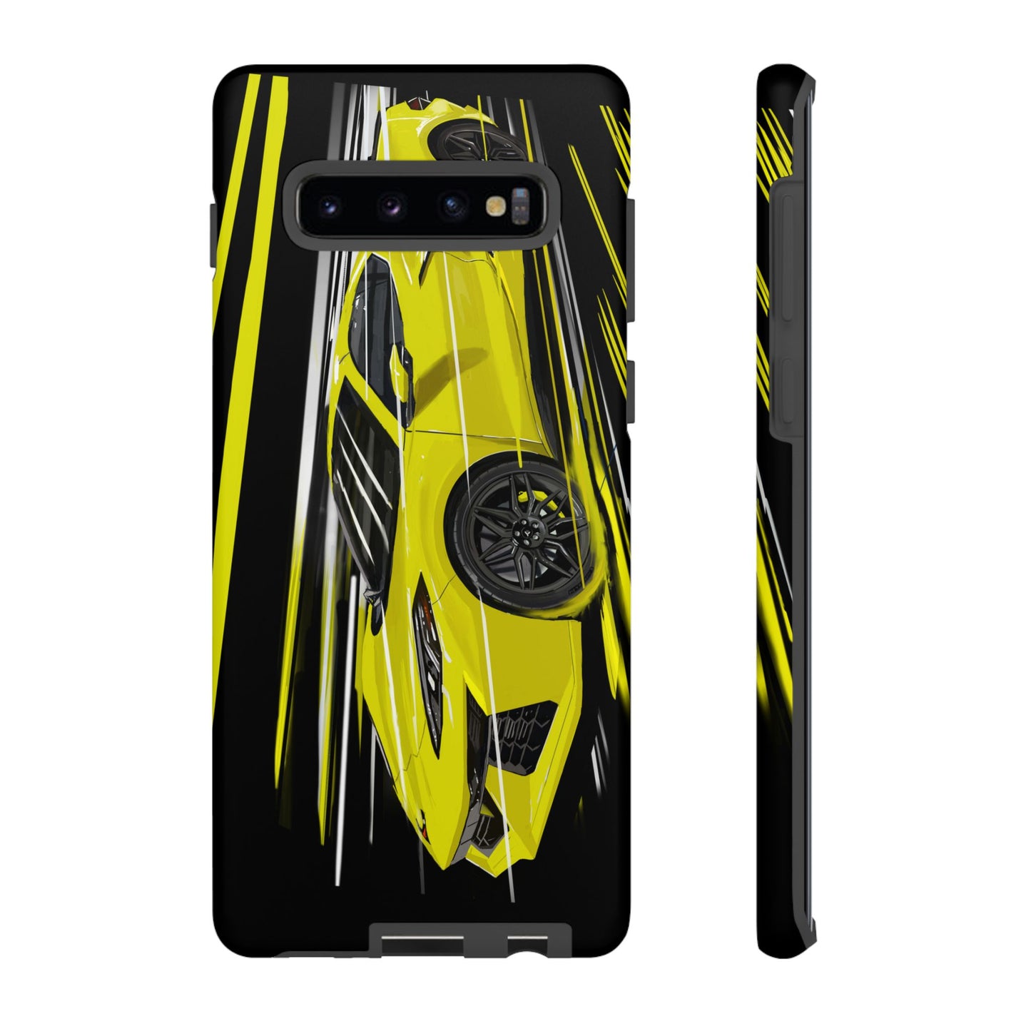 Yellow corvette c8 Case iPhone 16 15 14 13 12 Pro max Samsung Galaxy Pixel Slim