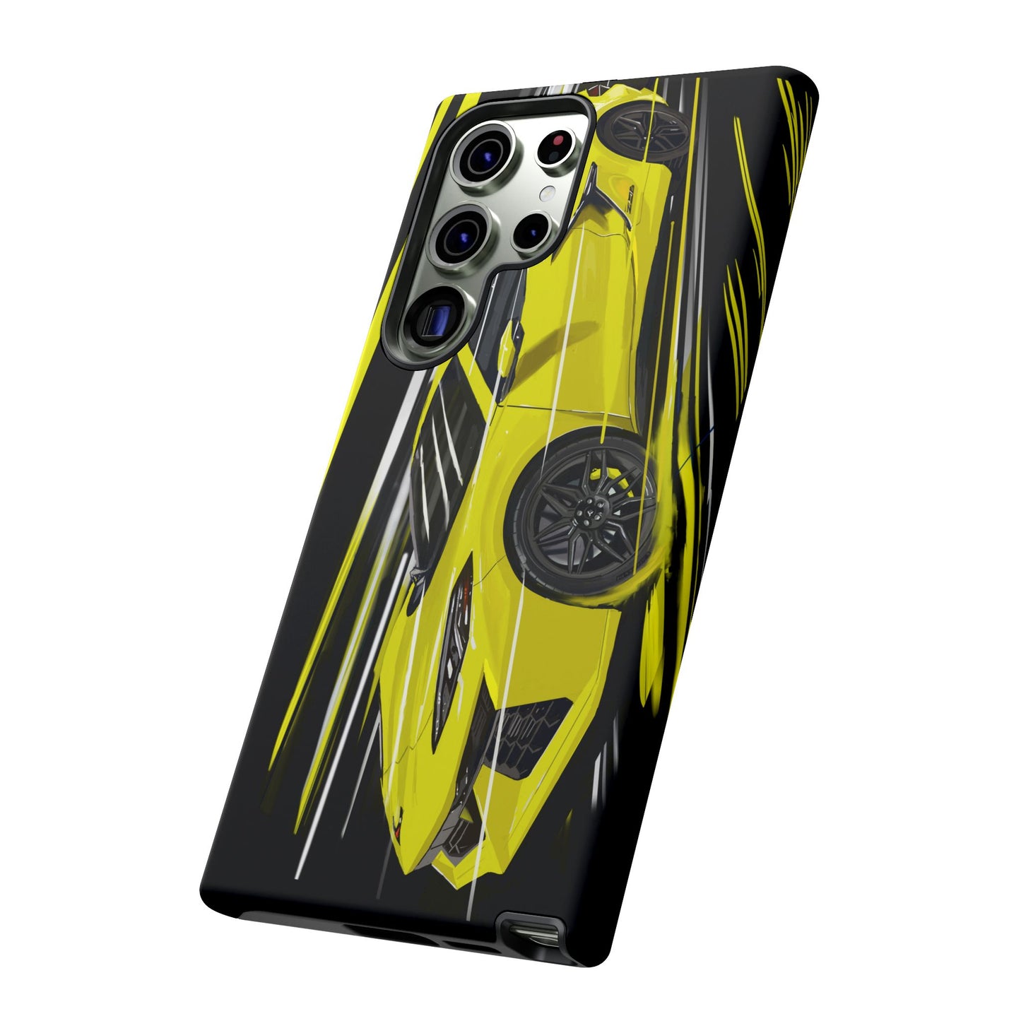 Yellow corvette c8 Case iPhone 16 15 14 13 12 Pro max Samsung Galaxy Pixel Slim