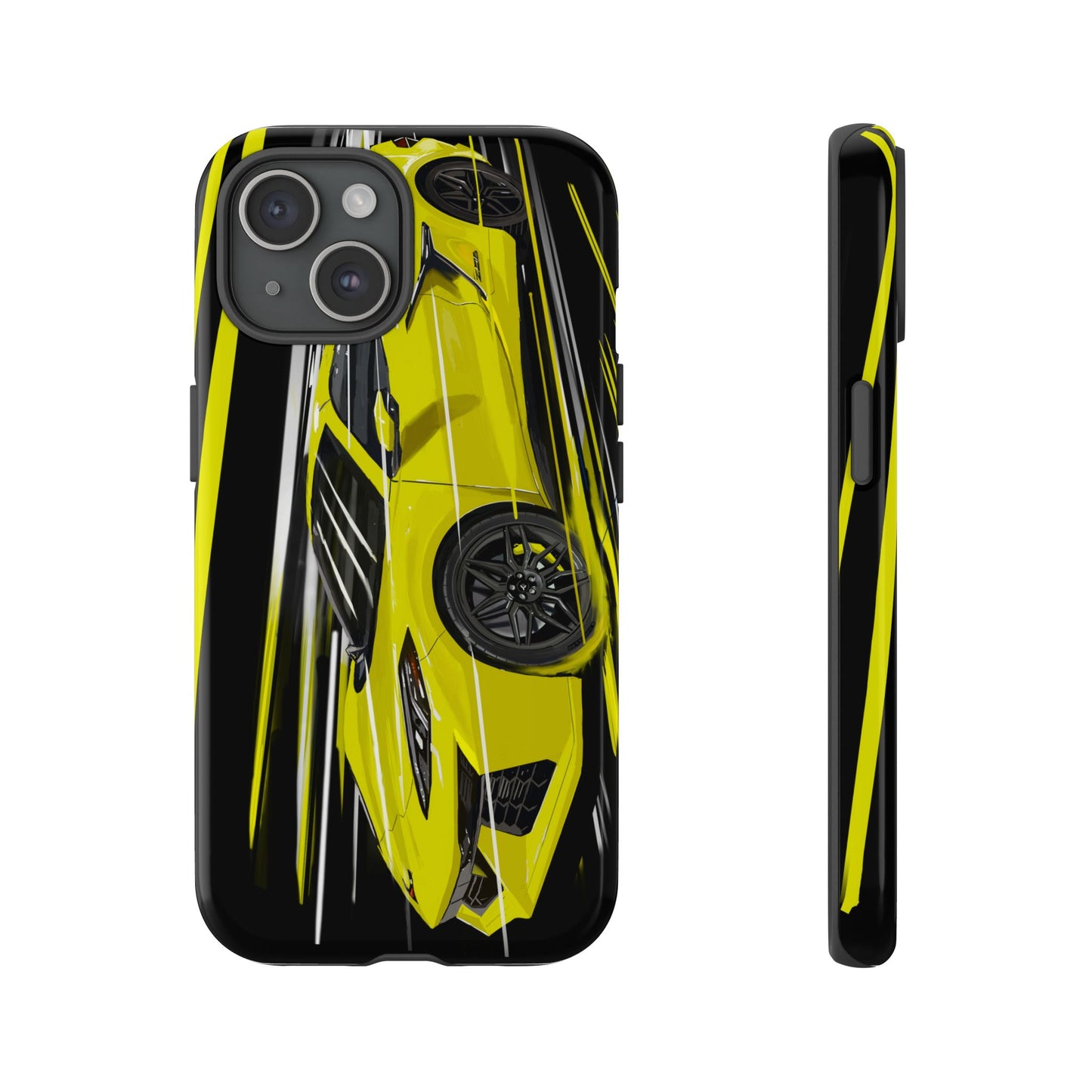 Yellow corvette c8 Case iPhone 16 15 14 13 12 Pro max Samsung Galaxy Pixel Slim