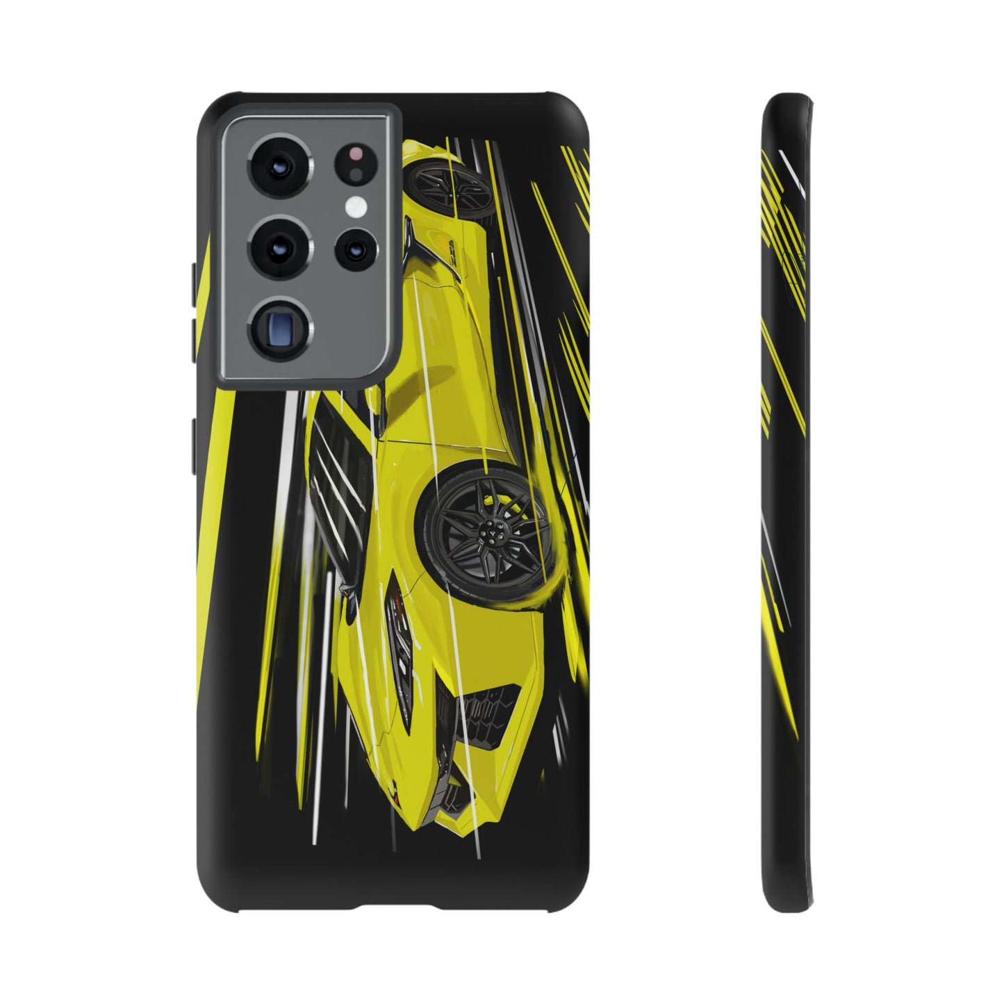 Yellow corvette c8 Case iPhone 16 15 14 13 12 Pro max Samsung Galaxy Pixel Slim