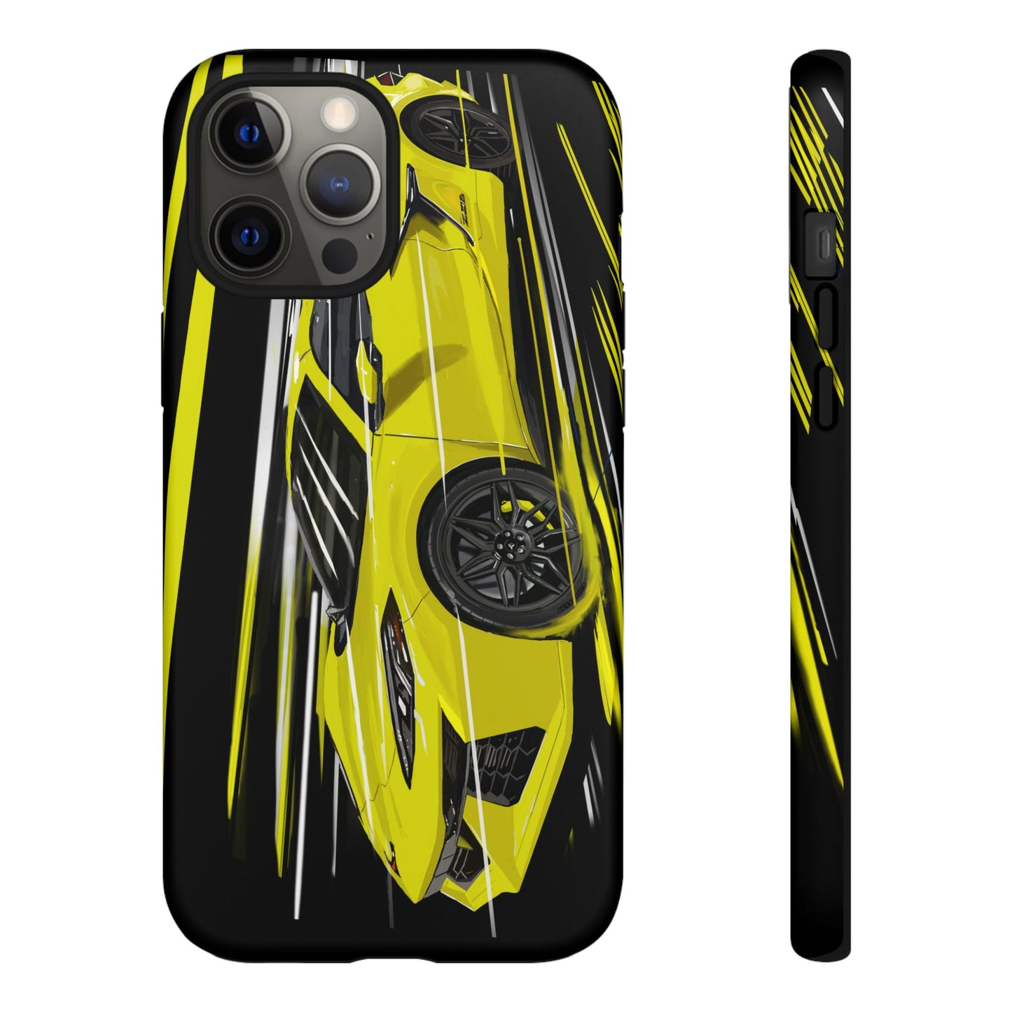 Yellow corvette c8 Case iPhone 16 15 14 13 12 Pro max Samsung Galaxy Pixel Slim