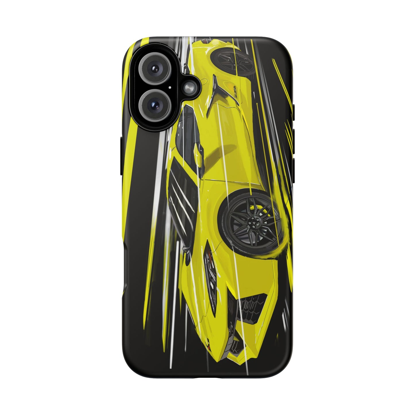 Yellow corvette c8 Case iPhone 16 15 14 13 12 Pro max Samsung Galaxy Pixel Slim