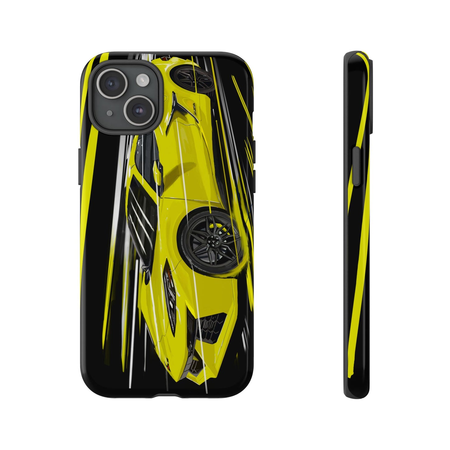 Yellow corvette c8 Case iPhone 16 15 14 13 12 Pro max Samsung Galaxy Pixel Slim