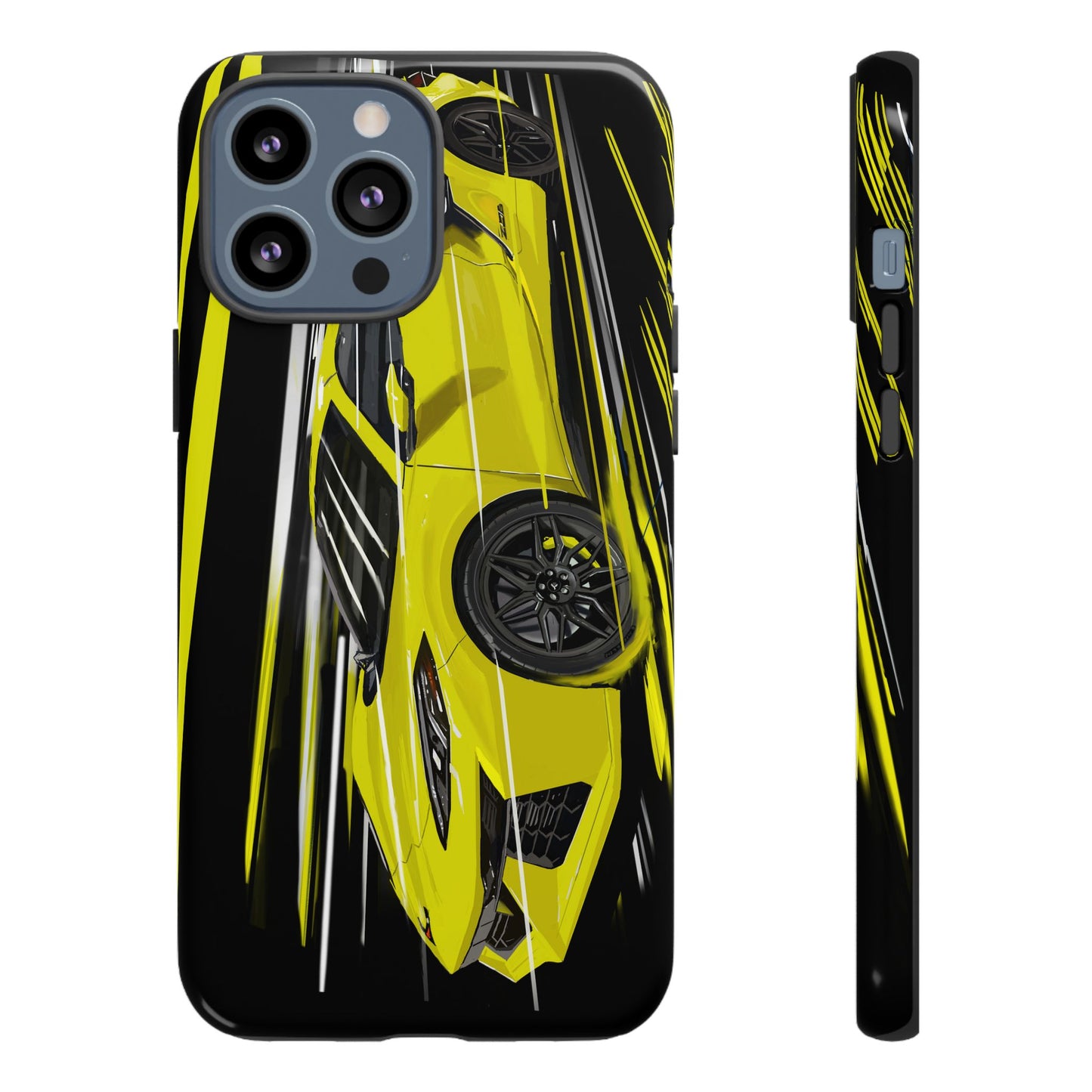 Yellow corvette c8 Case iPhone 16 15 14 13 12 Pro max Samsung Galaxy Pixel Slim