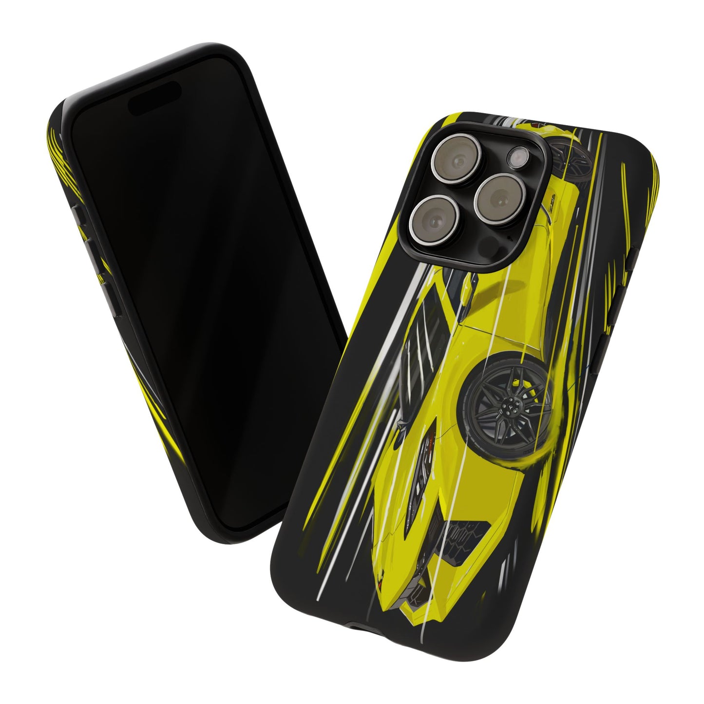 Yellow corvette c8 Case iPhone 16 15 14 13 12 Pro max Samsung Galaxy Pixel Slim