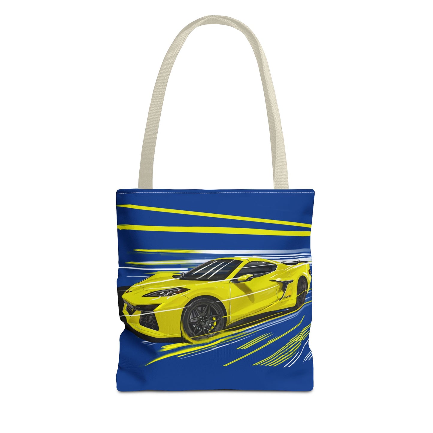 Corvette c8 Tote Bag shopping Library Carry(AOP) Yellow brand new