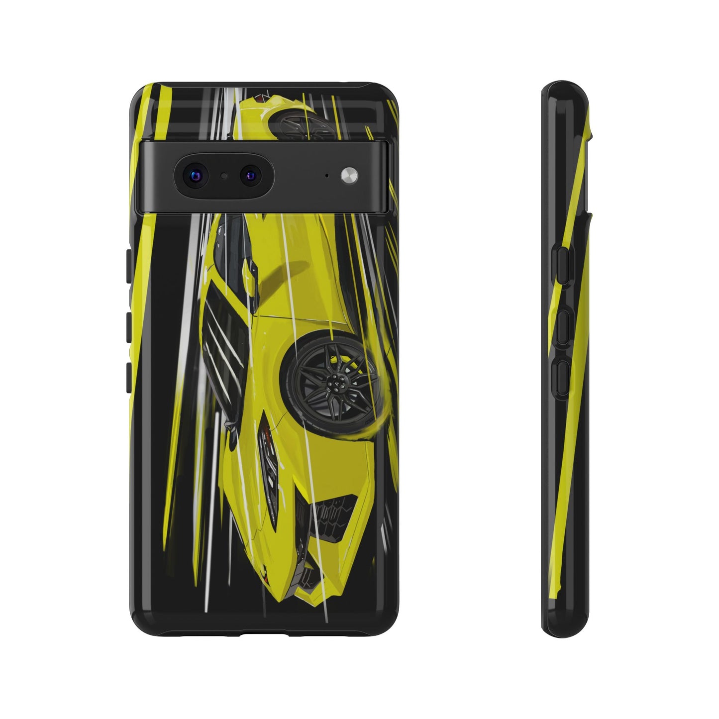 Yellow corvette c8 Case iPhone 16 15 14 13 12 Pro max Samsung Galaxy Pixel Slim