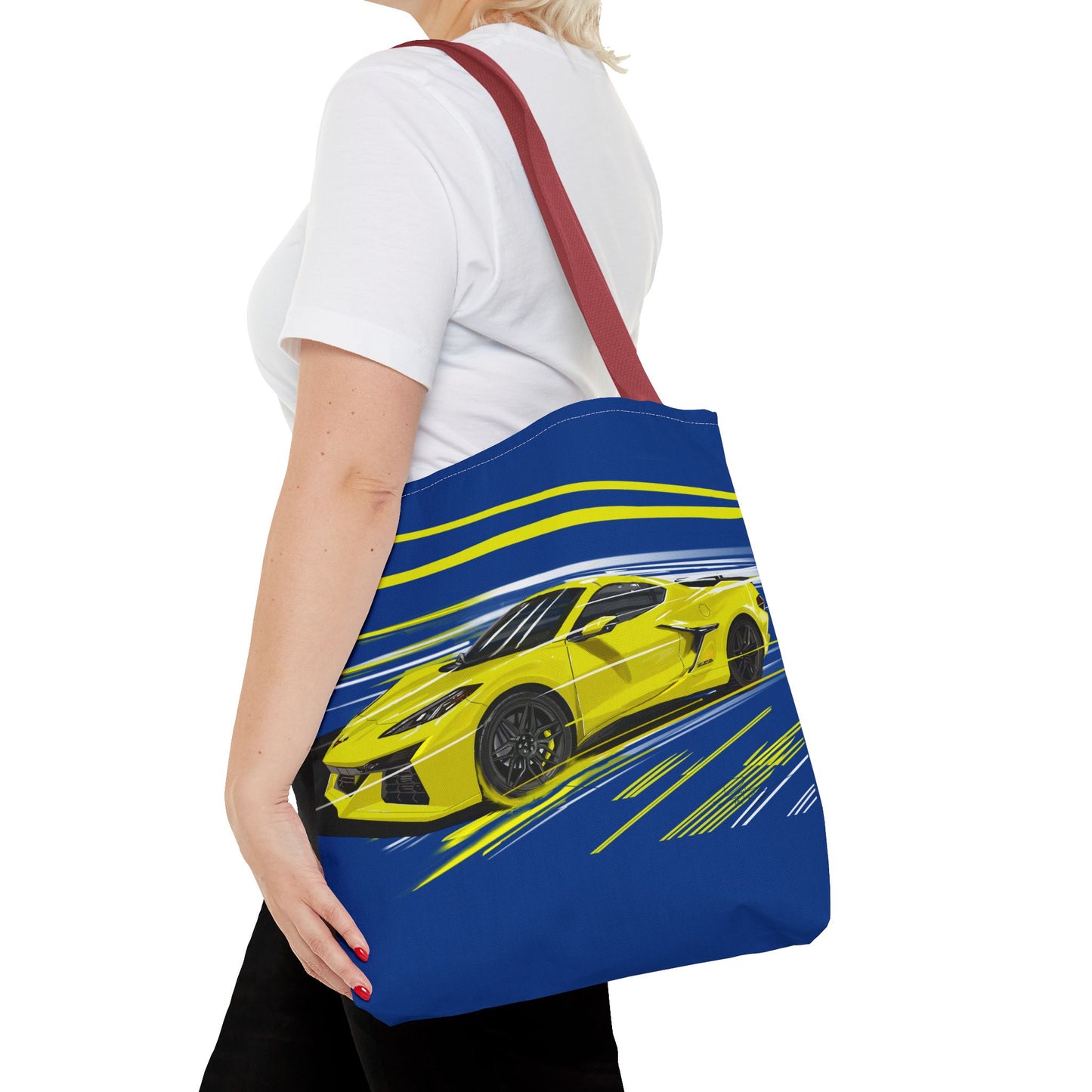 Corvette c8 Tote Bag shopping Library Carry(AOP) Yellow brand new