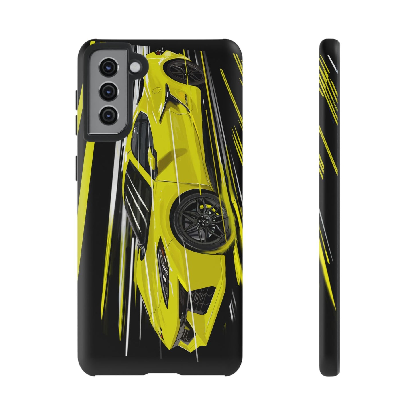 Yellow corvette c8 Case iPhone 16 15 14 13 12 Pro max Samsung Galaxy Pixel Slim