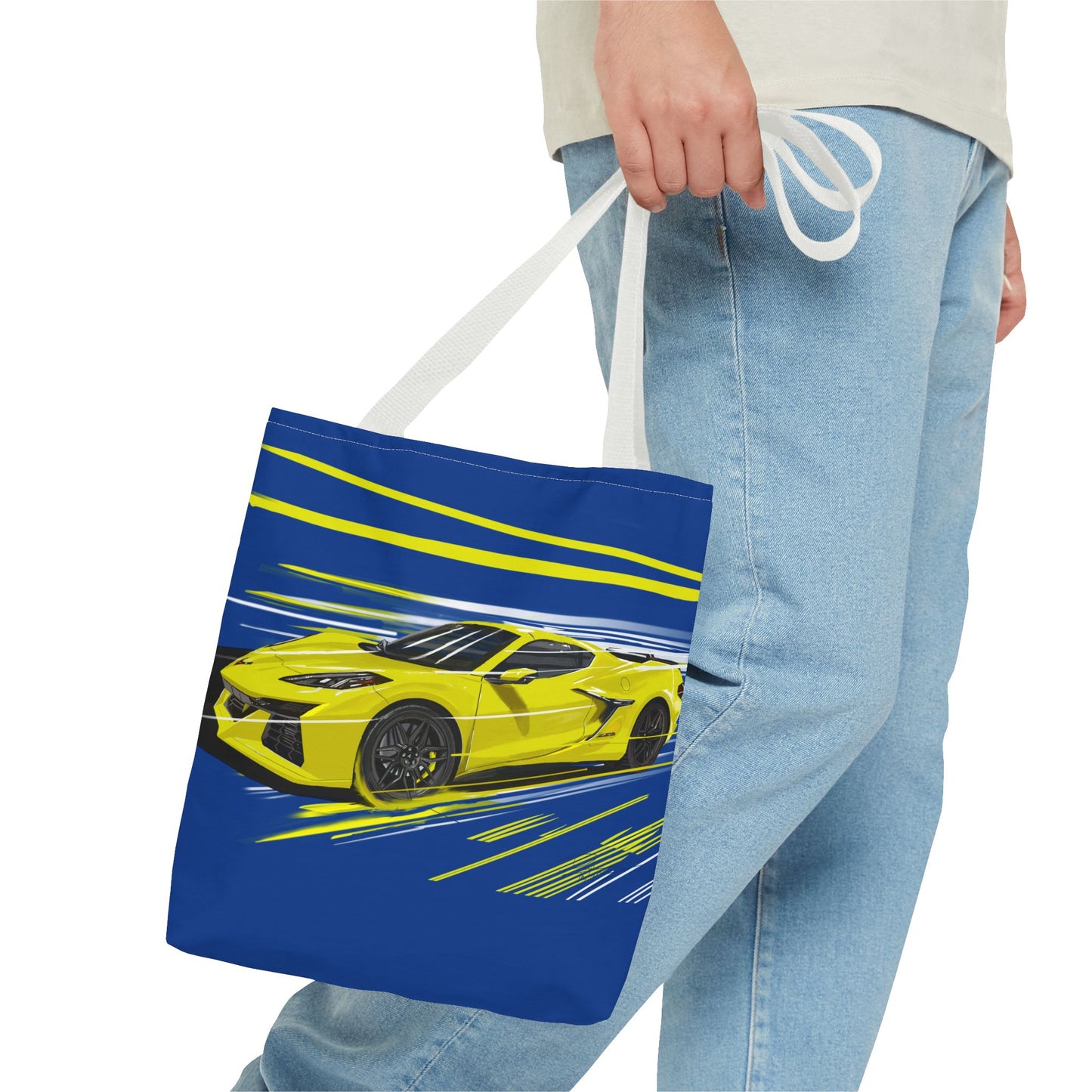 Corvette c8 Tote Bag shopping Library Carry(AOP) Yellow brand new