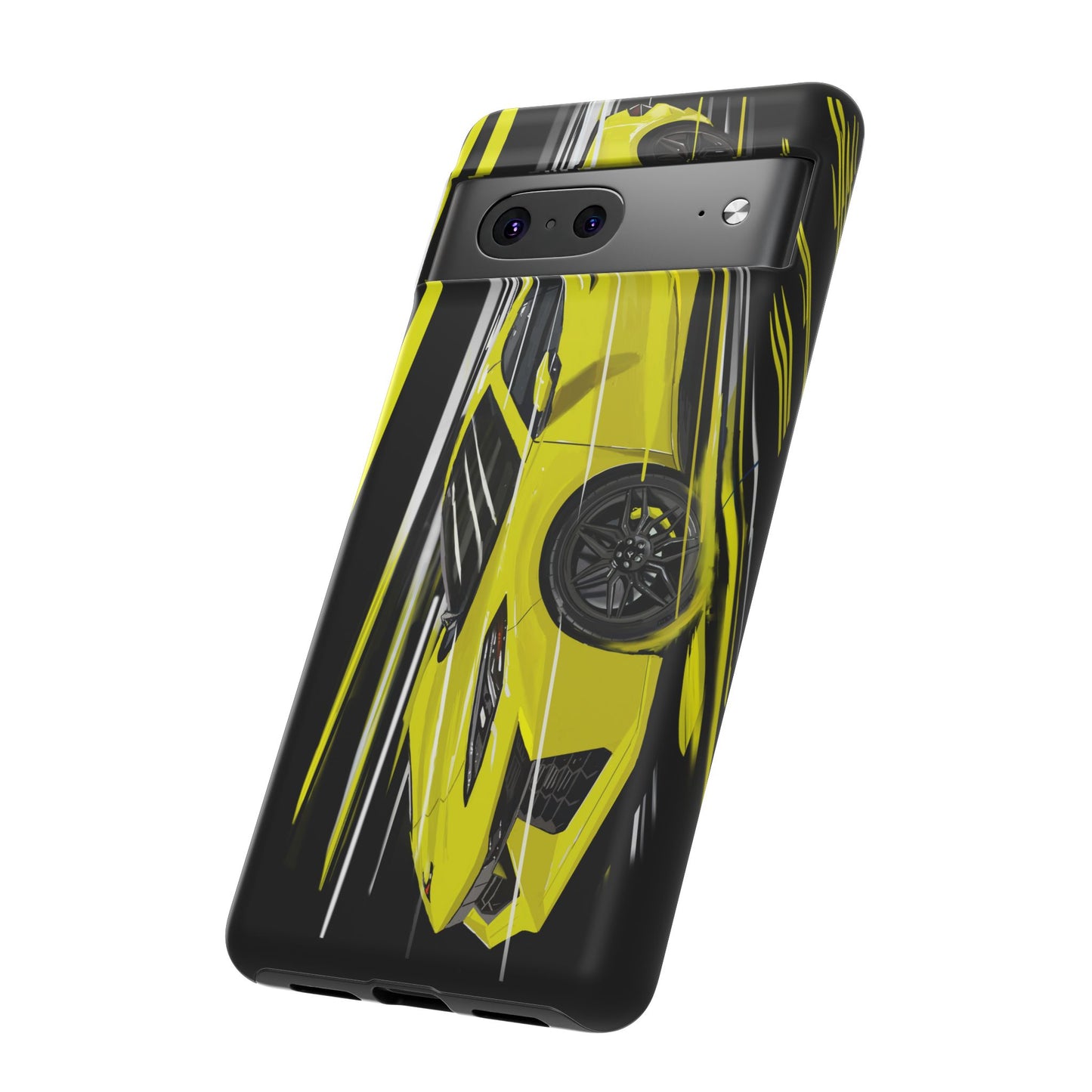 Yellow corvette c8 Case iPhone 16 15 14 13 12 Pro max Samsung Galaxy Pixel Slim