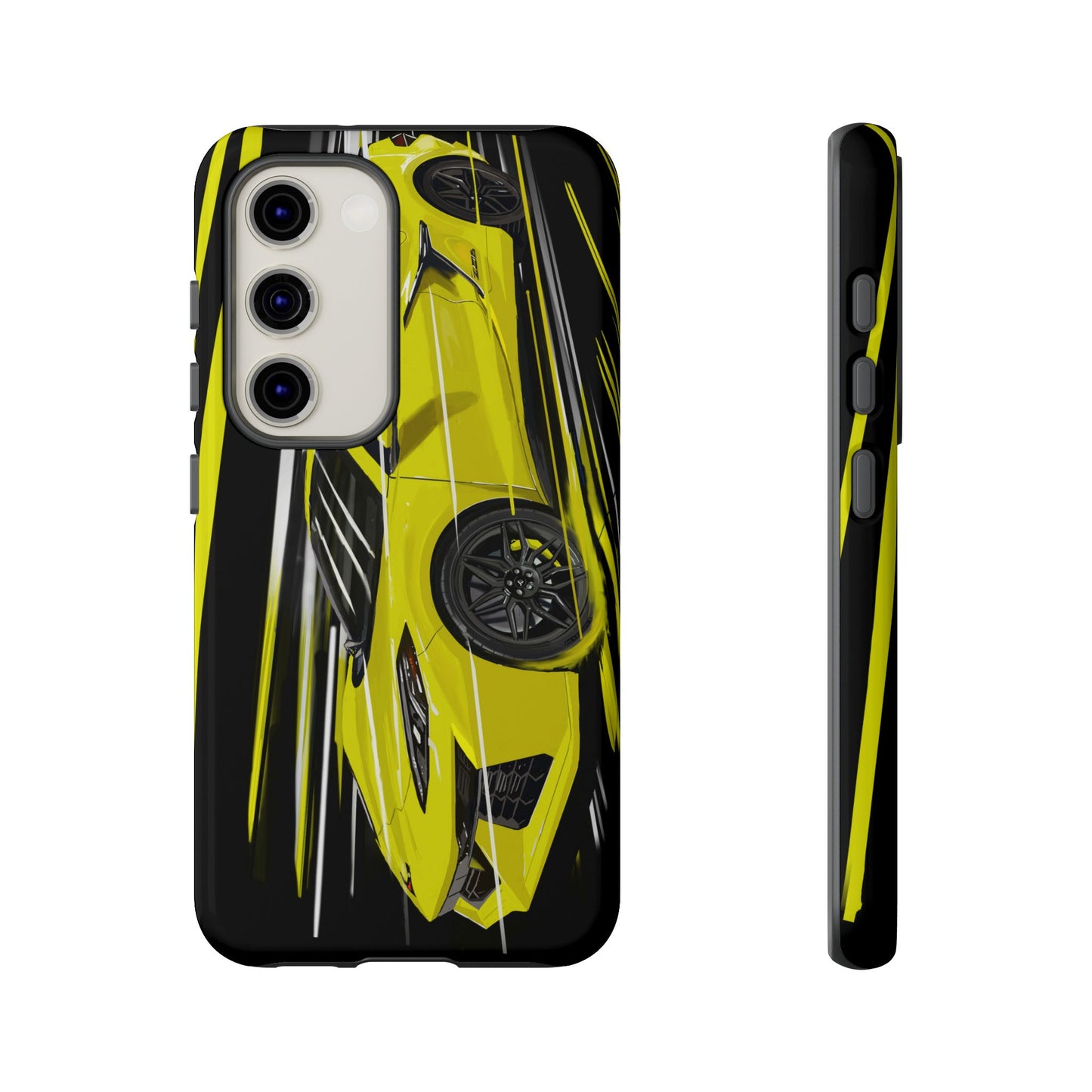 Yellow corvette c8 Case iPhone 16 15 14 13 12 Pro max Samsung Galaxy Pixel Slim