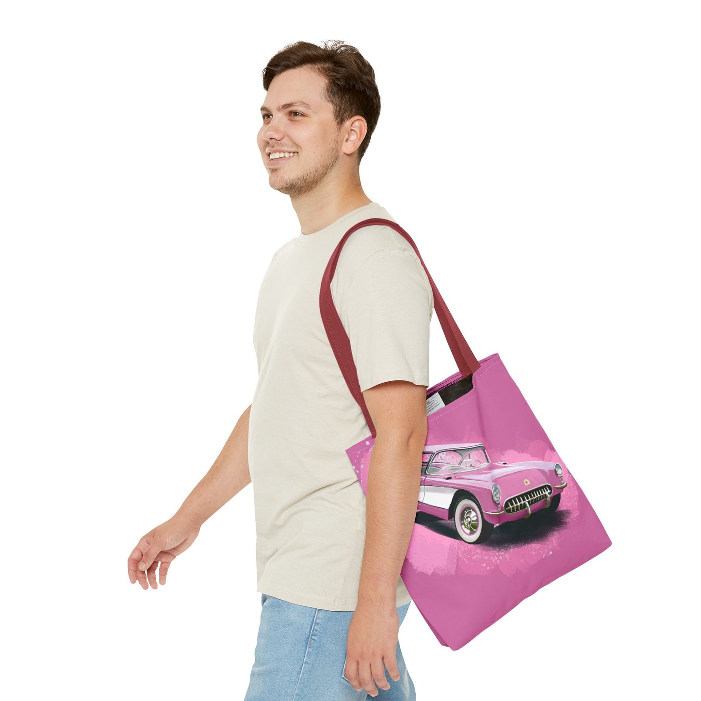 57 pink Corvette Tote Bag shopping Library Carry(AOP) brand new