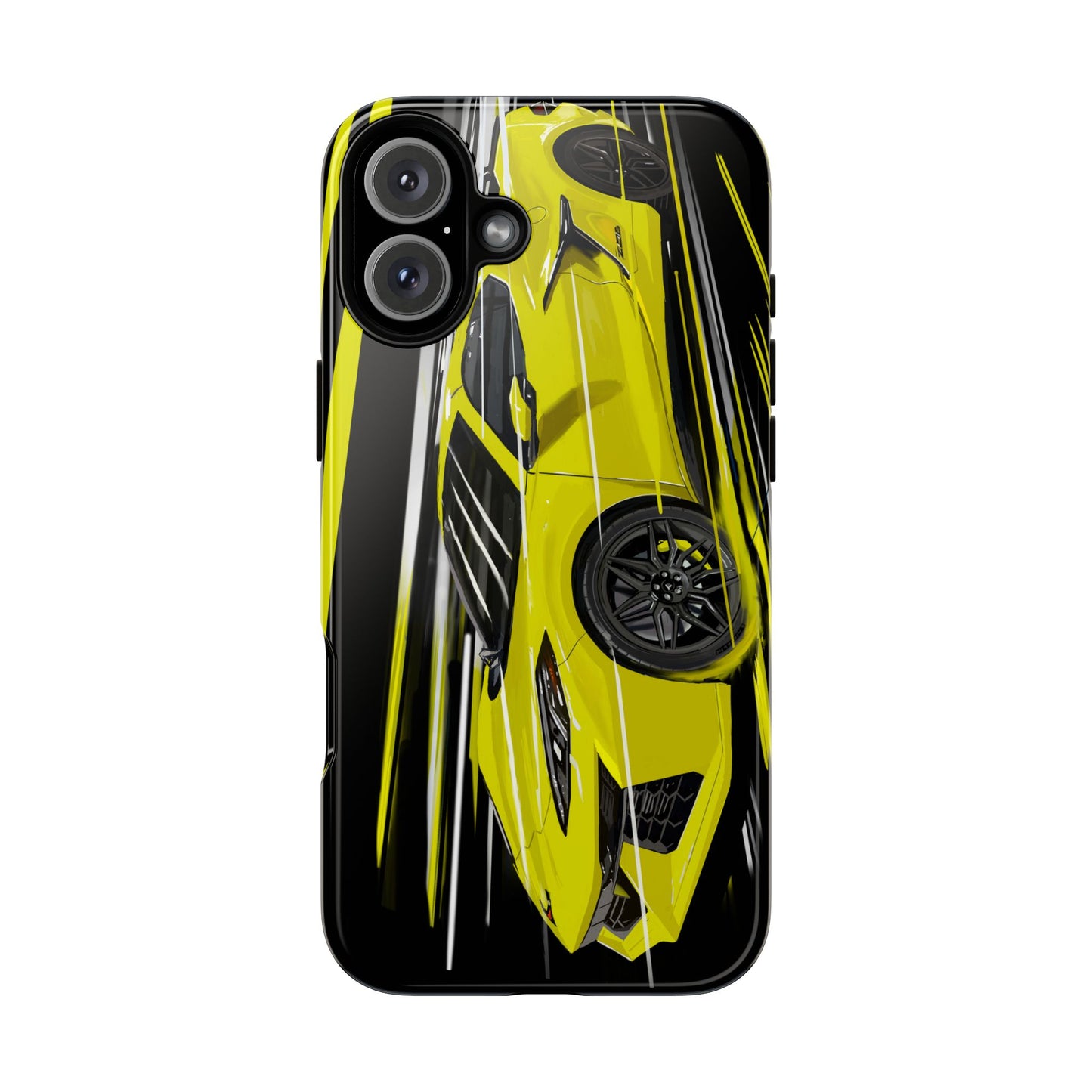 Yellow corvette c8 Case iPhone 16 15 14 13 12 Pro max Samsung Galaxy Pixel Slim