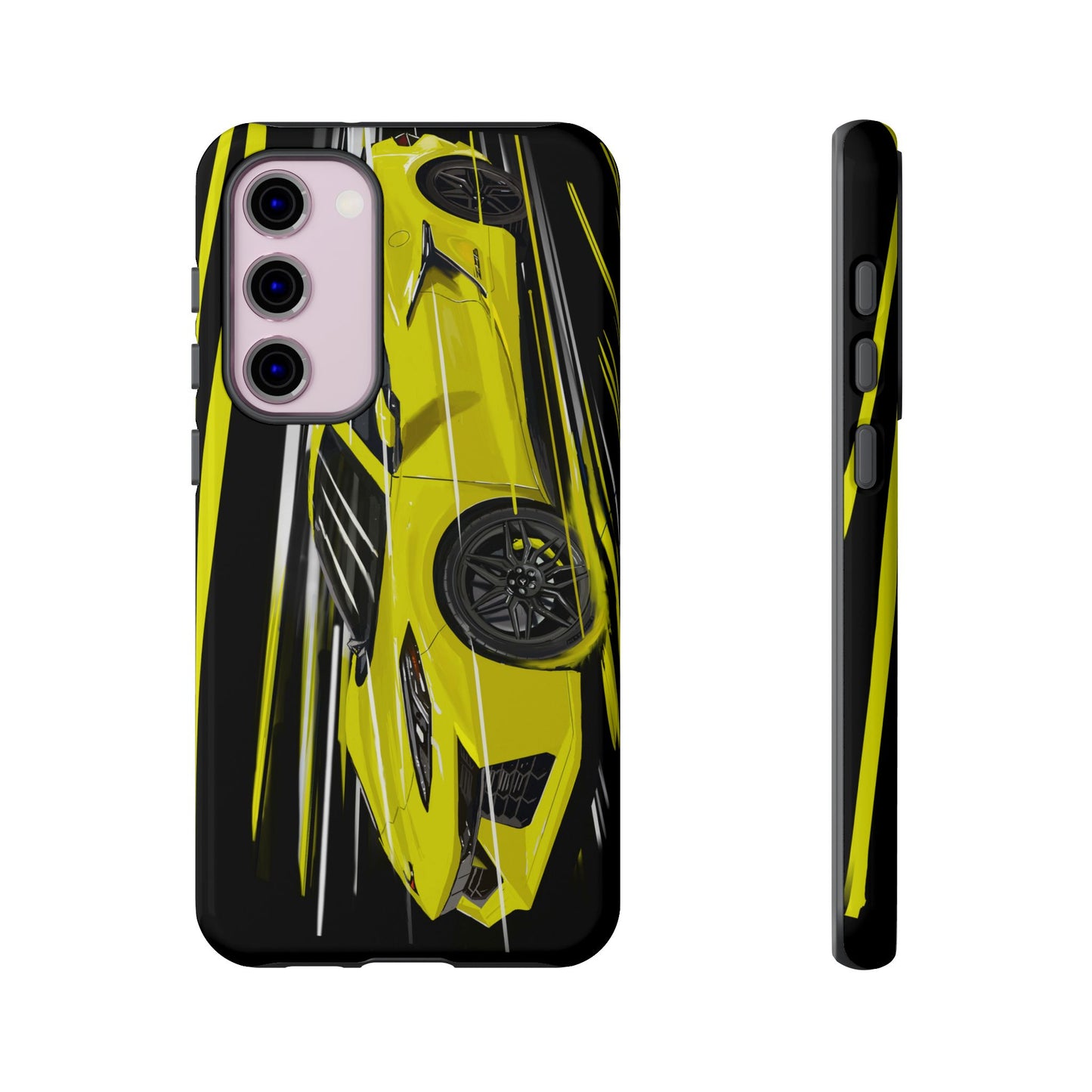 Yellow corvette c8 Case iPhone 16 15 14 13 12 Pro max Samsung Galaxy Pixel Slim