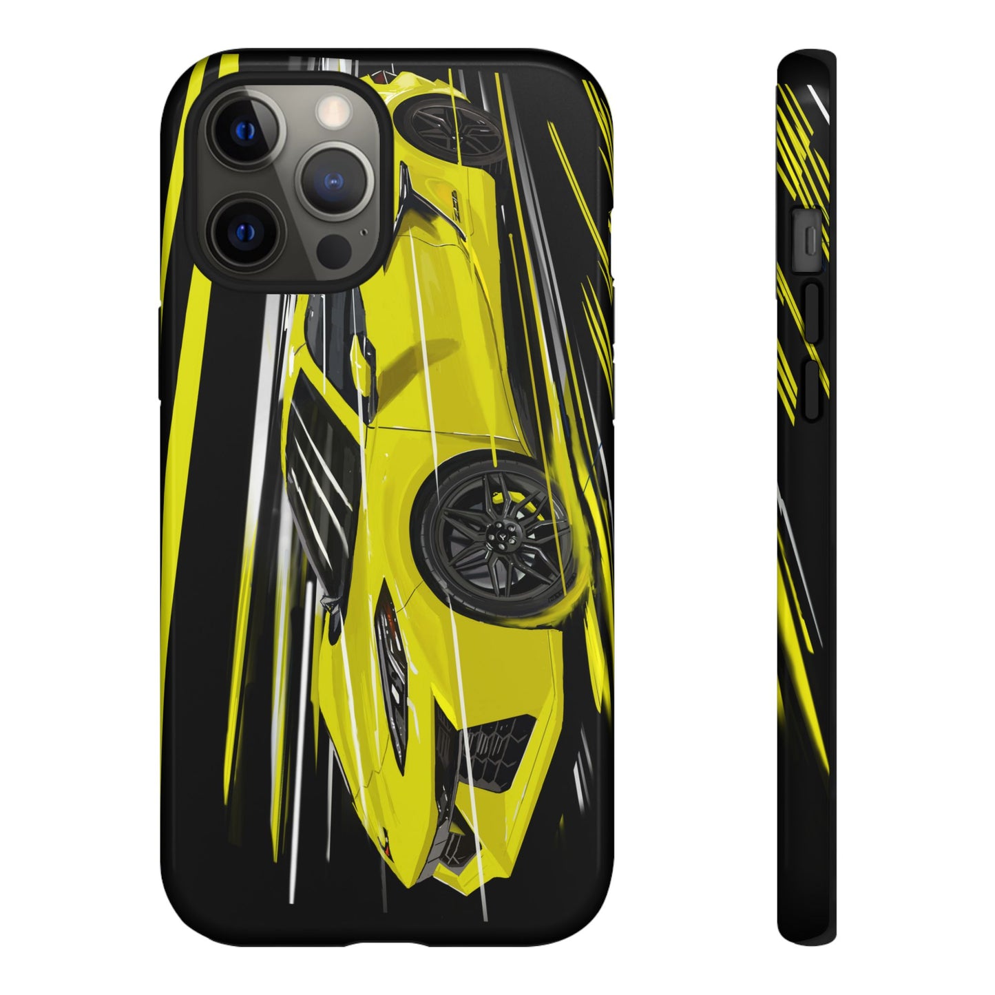 Yellow corvette c8 Case iPhone 16 15 14 13 12 Pro max Samsung Galaxy Pixel Slim