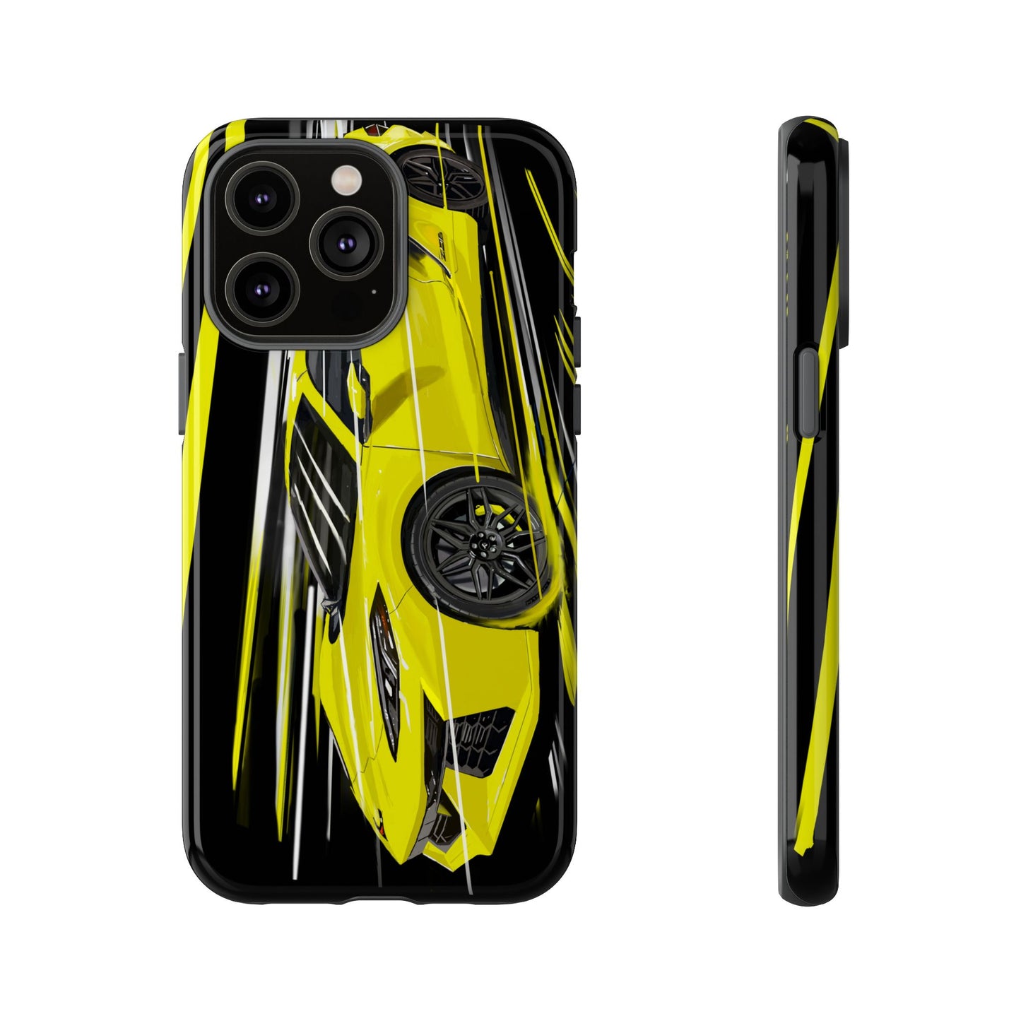 Yellow corvette c8 Case iPhone 16 15 14 13 12 Pro max Samsung Galaxy Pixel Slim