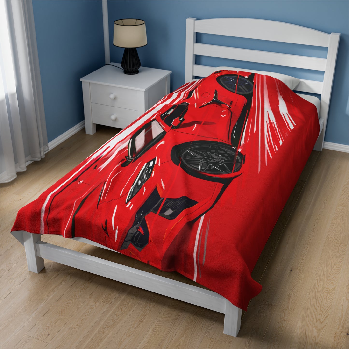 Red Chevy corvette Z06 Velveteen Plush Blanket