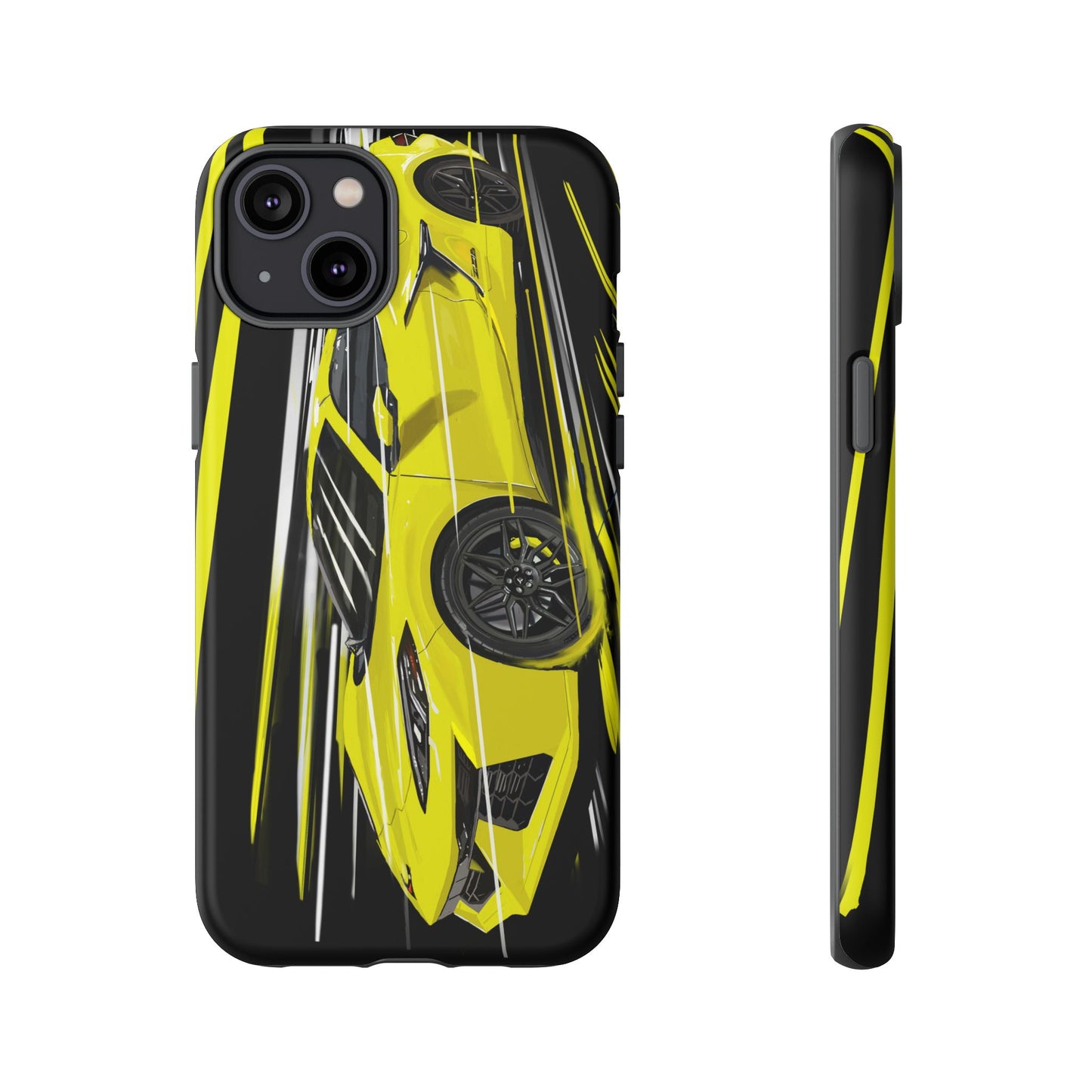 Yellow corvette c8 Case iPhone 16 15 14 13 12 Pro max Samsung Galaxy Pixel Slim