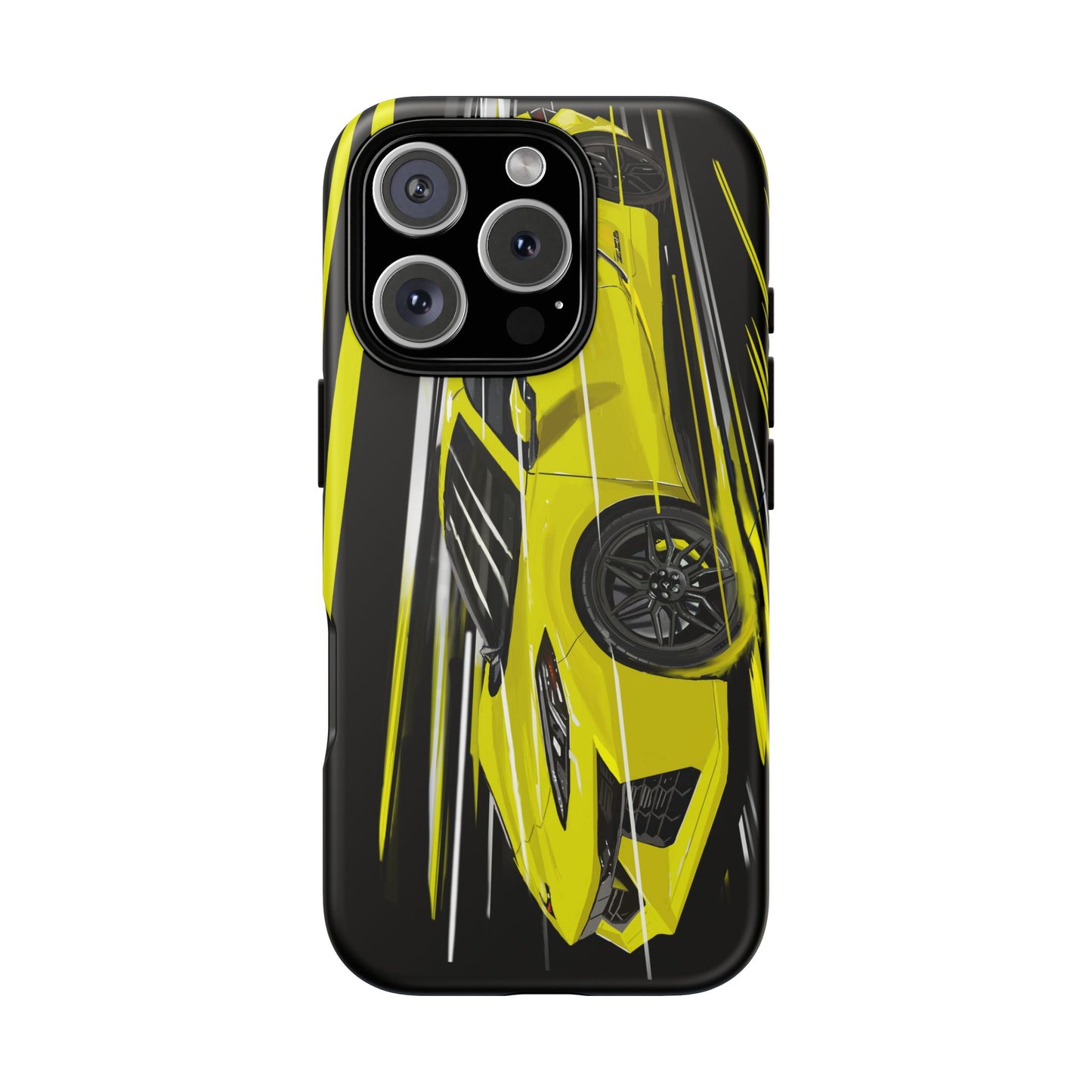 Yellow corvette c8 Case iPhone 16 15 14 13 12 Pro max Samsung Galaxy Pixel Slim