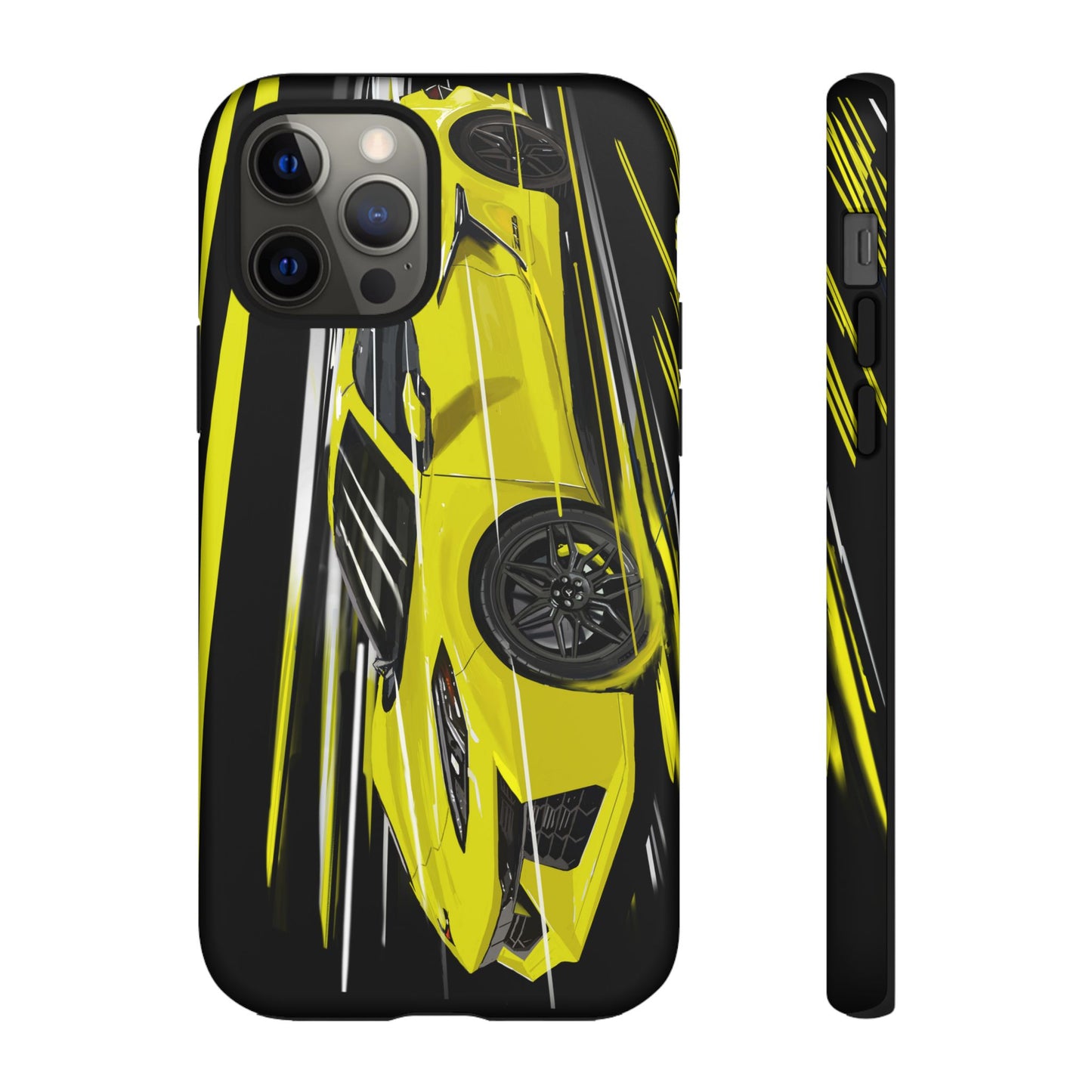 Yellow corvette c8 Case iPhone 16 15 14 13 12 Pro max Samsung Galaxy Pixel Slim