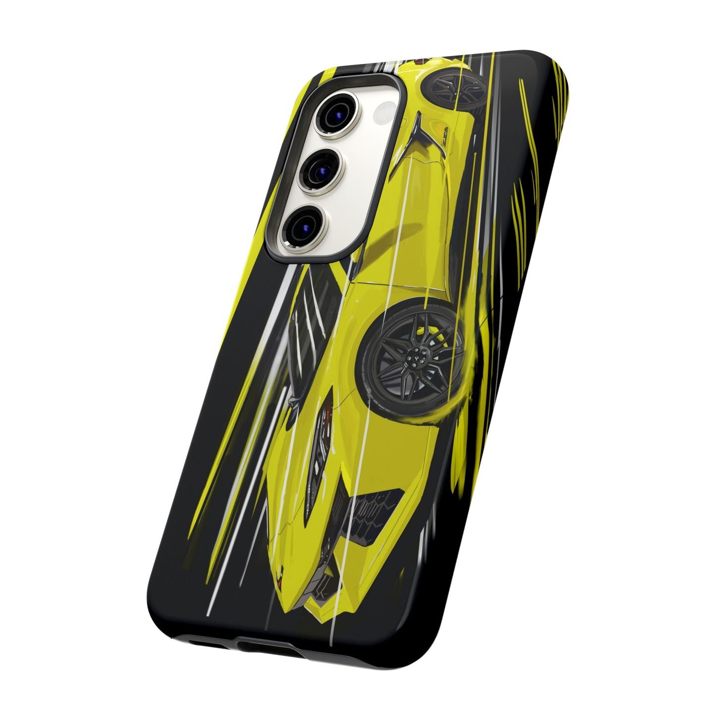 Yellow corvette c8 Case iPhone 16 15 14 13 12 Pro max Samsung Galaxy Pixel Slim